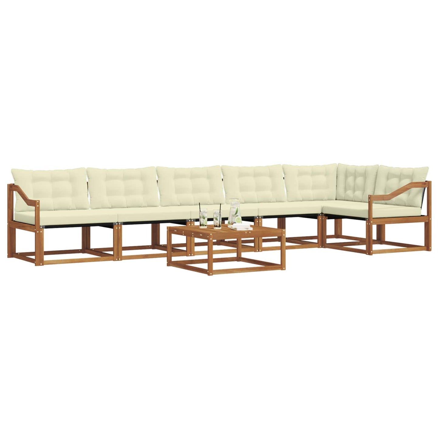 Buiten bankenset met kussen 7 pcs Natuurlijk en Crème is nu te koop bij PeponiXL, paradijselijk wonen!