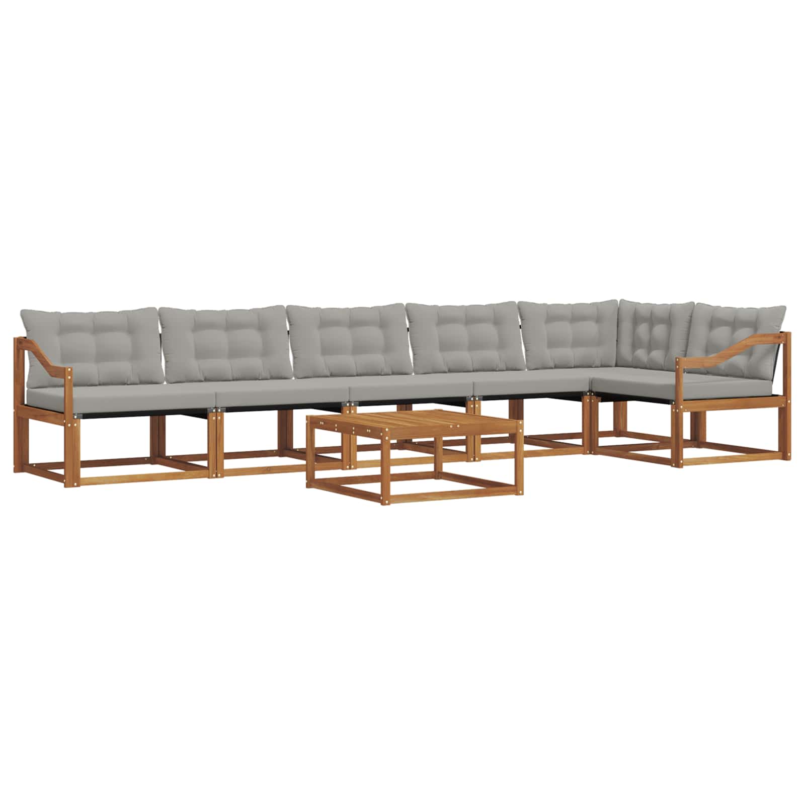 Buiten bankenset met kussen 7 pcs Natuurlijk en Lichtgrijs is nu te koop bij PeponiXL, paradijselijk wonen!