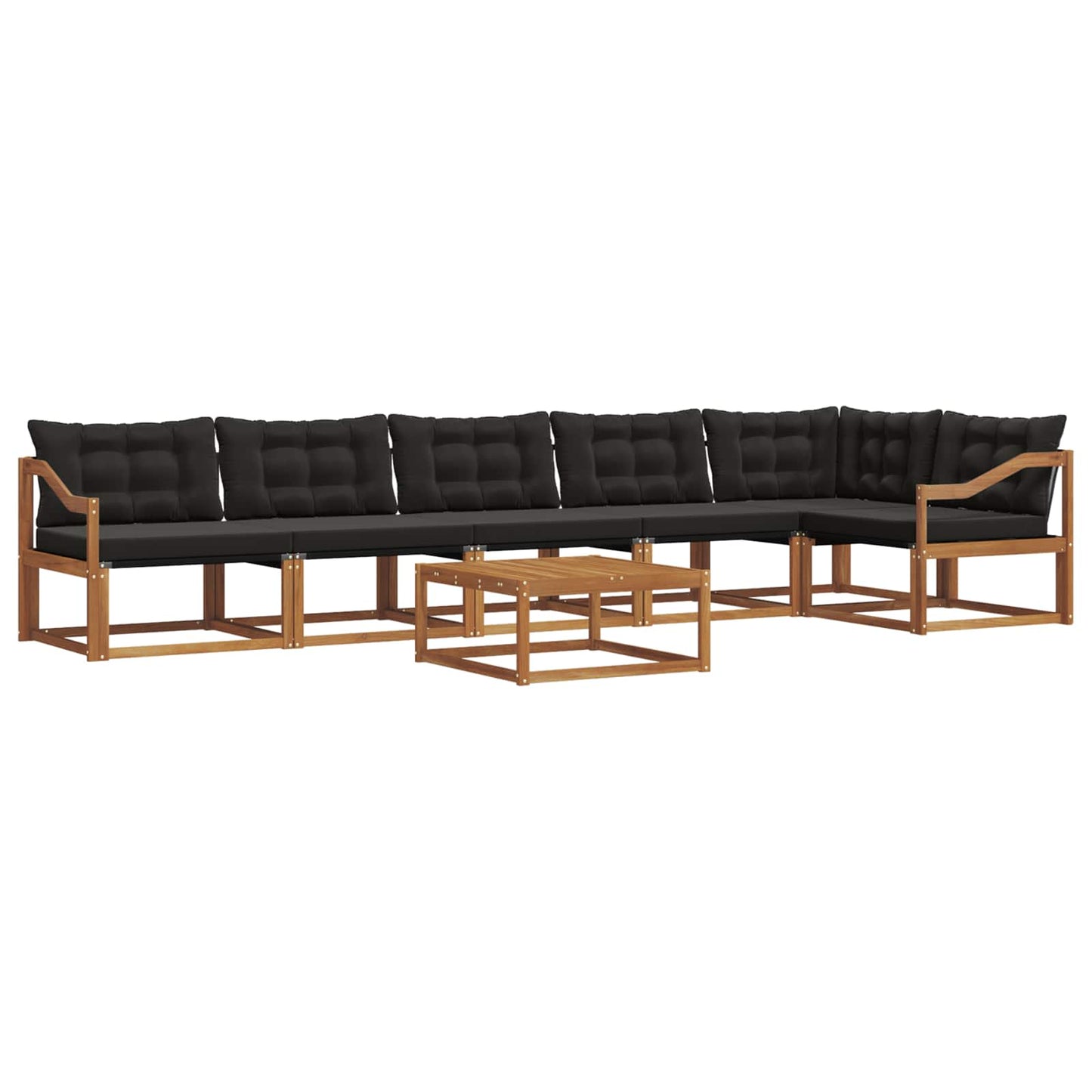 Buiten bankenset met kussen 7 pcs Natuurlijk en Zwart is nu te koop bij PeponiXL, paradijselijk wonen!
