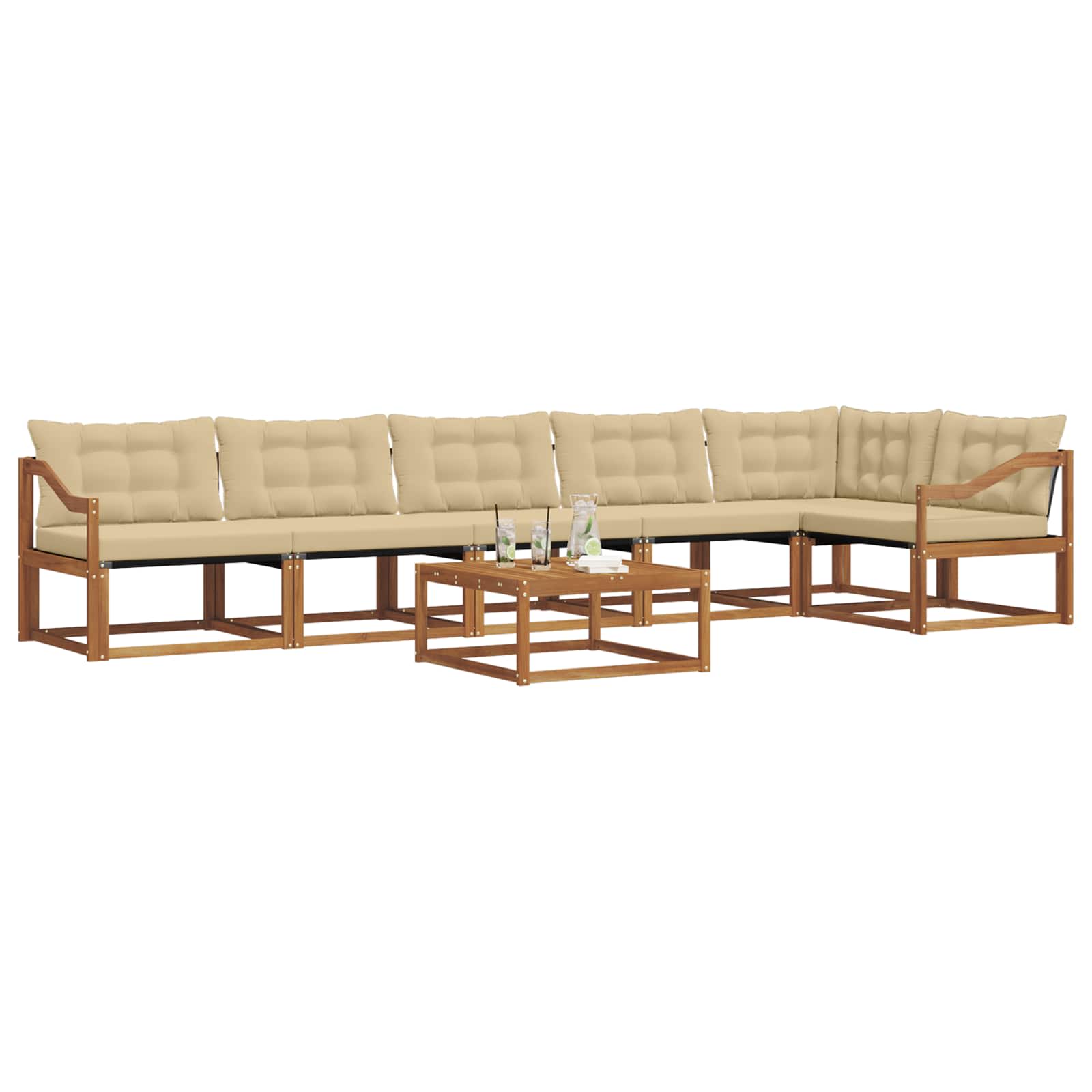 Buiten bankenset met kussen 7 pcs Natuurlijk en Beige is nu te koop bij PeponiXL, paradijselijk wonen!