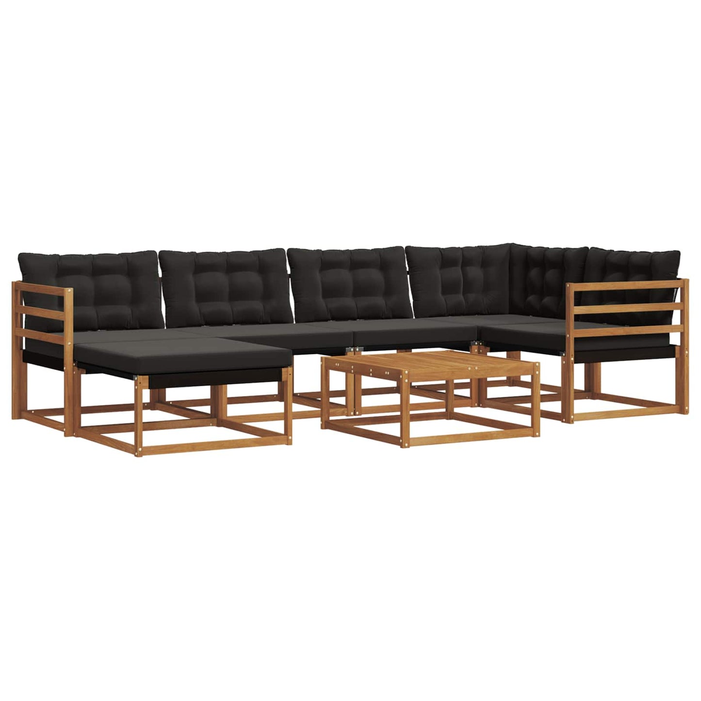 Buiten bankenset 19 pcs Natuurlijk en Zwart Massief Acaciahout is nu te koop bij PeponiXL, paradijselijk wonen!