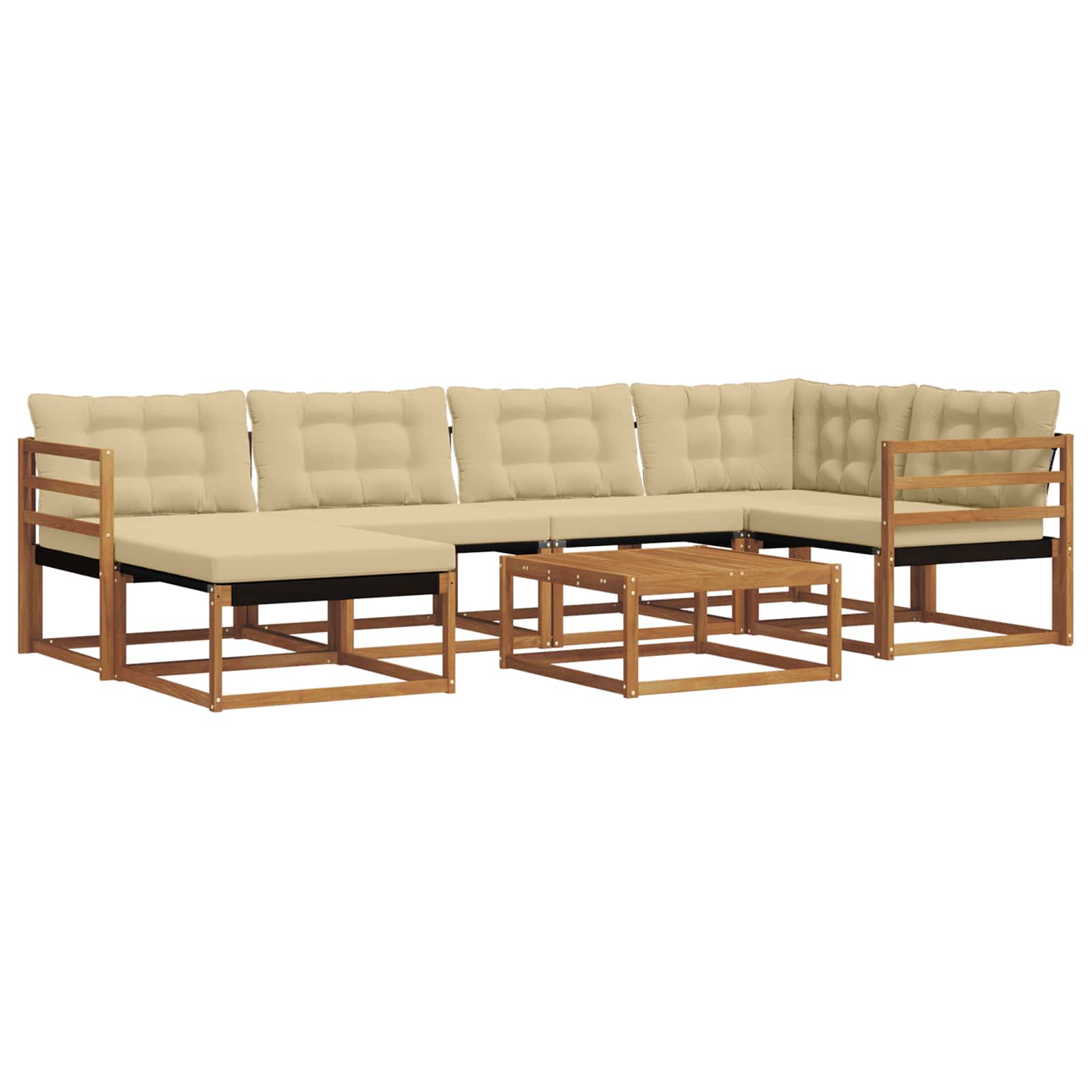 Buiten bankenset 19 pcs Natuurlijk en Beige Massief Acaciahout is nu te koop bij PeponiXL, paradijselijk wonen!