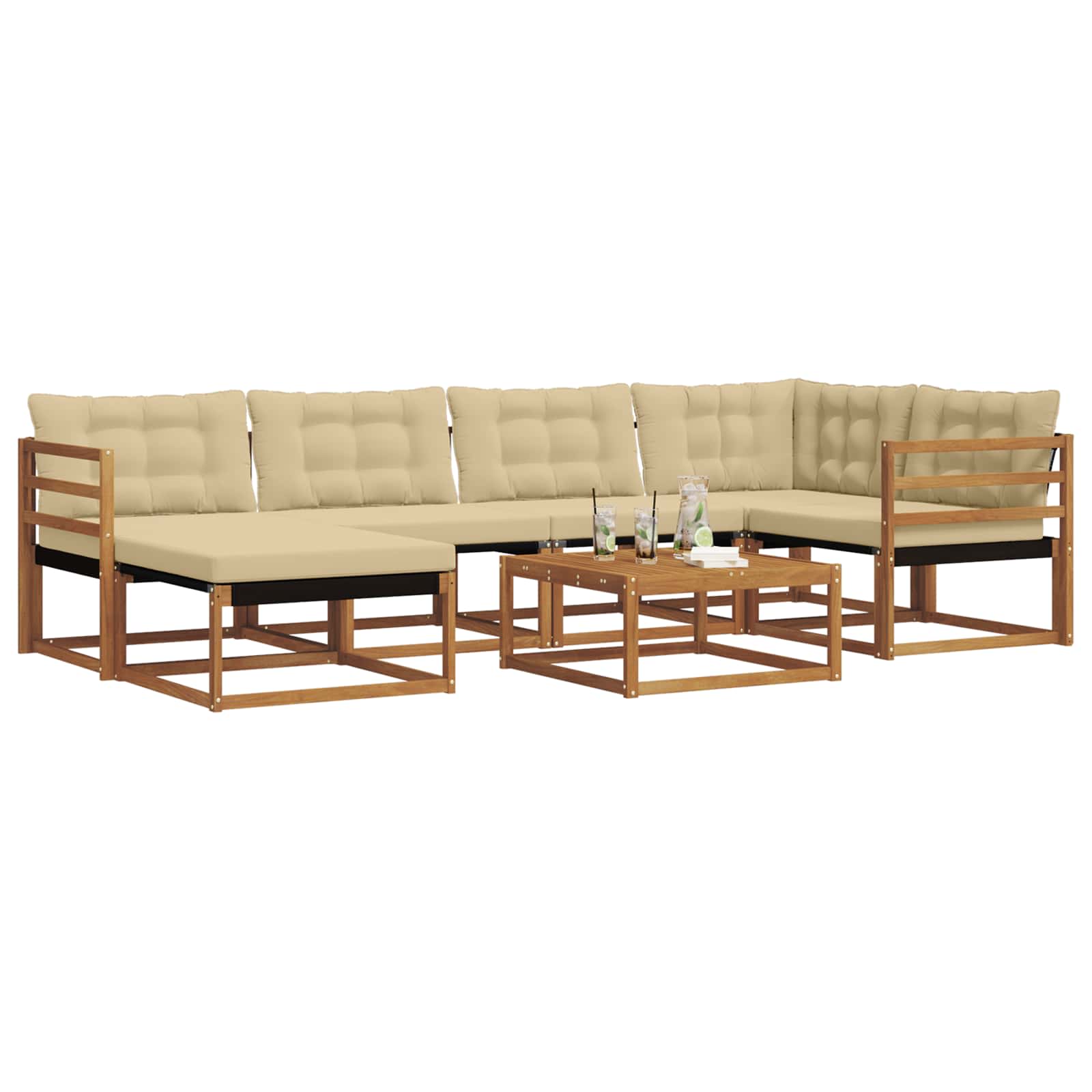 Buiten bankenset 19 pcs Natuurlijk en Beige Massief Acaciahout is nu te koop bij PeponiXL, paradijselijk wonen!