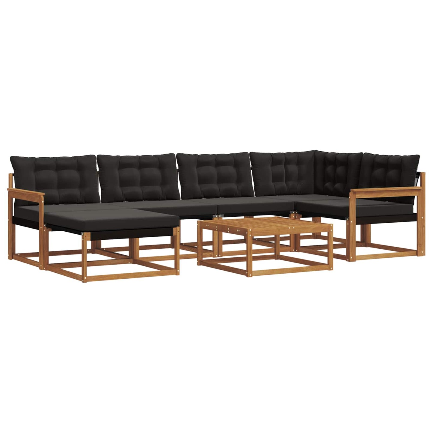 Buiten bankenset 19 pcs Natuurlijk en Zwart Massief Acaciahout is nu te koop bij PeponiXL, paradijselijk wonen!