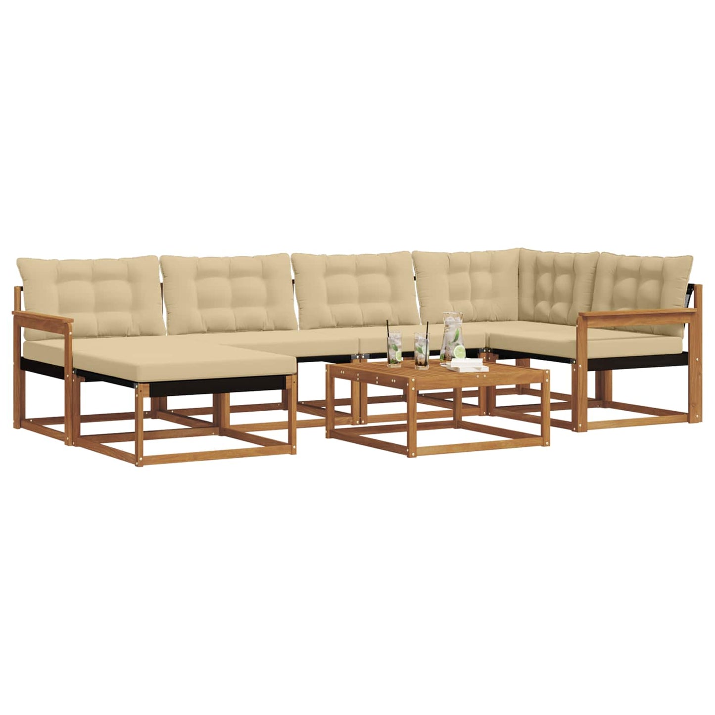 Buiten bankenset 19 pcs Natuurlijk en Beige Massief Acaciahout is nu te koop bij PeponiXL, paradijselijk wonen!