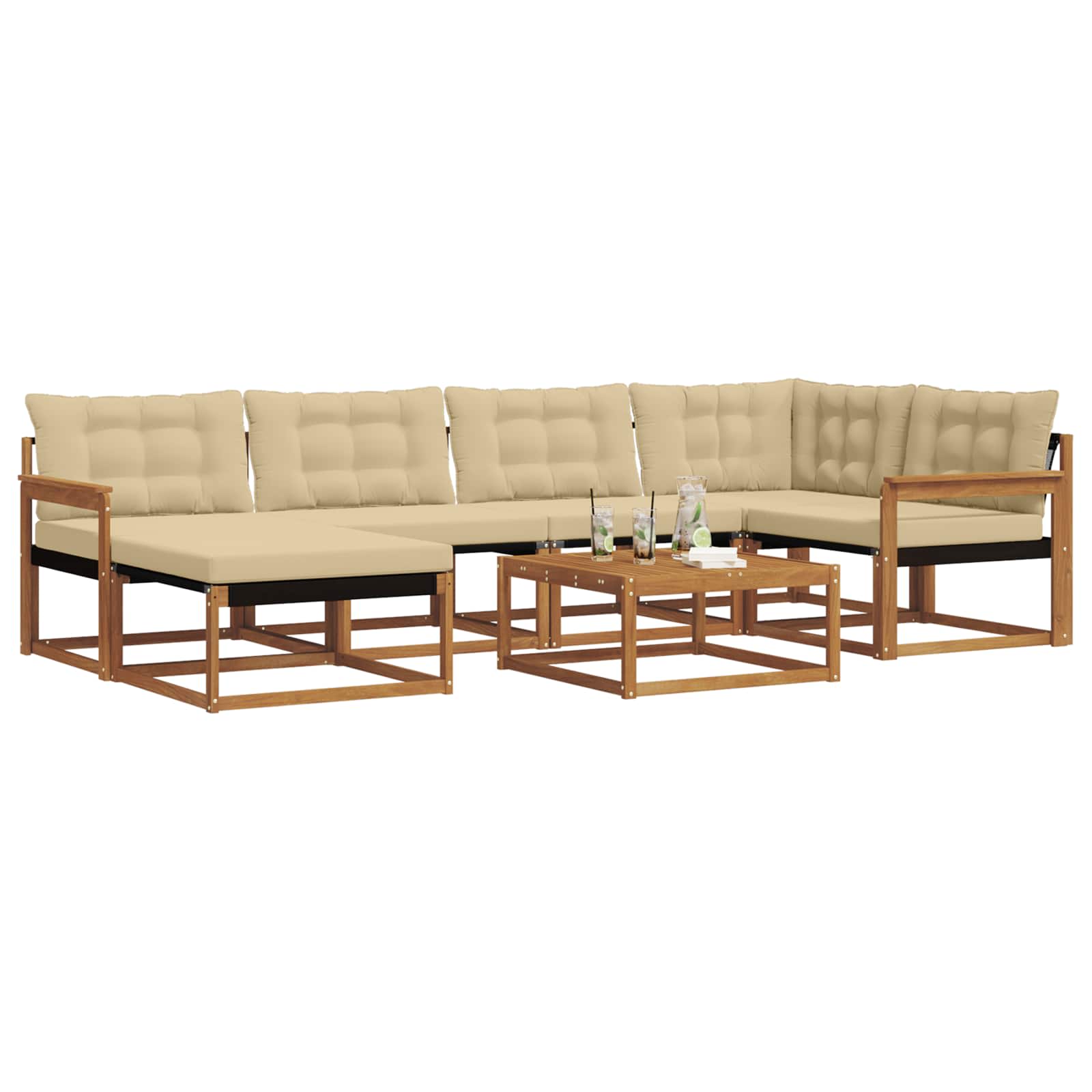 Buiten bankenset 19 pcs Natuurlijk en Beige Massief Acaciahout is nu te koop bij PeponiXL, paradijselijk wonen!