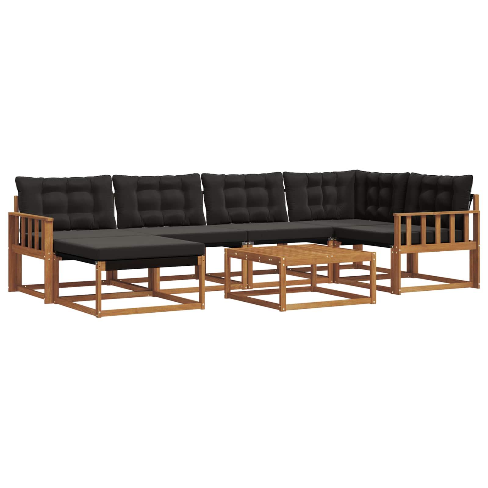 Buiten bankenset 19 pcs Natuurlijk en Zwart Massief Acaciahout is nu te koop bij PeponiXL, paradijselijk wonen!