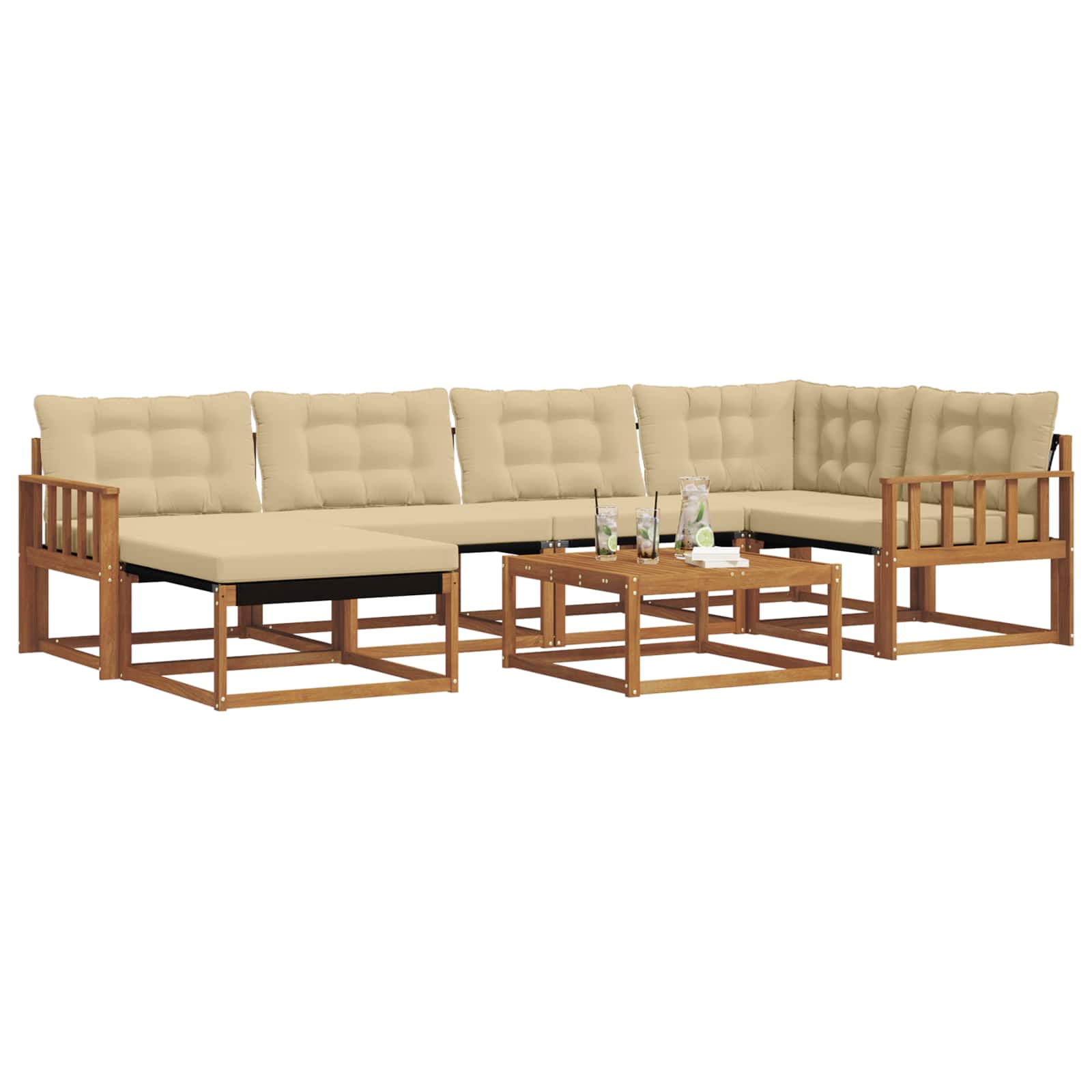 Buiten bankenset 19 pcs Natuurlijk en Beige Massief Acaciahout is nu te koop bij PeponiXL, paradijselijk wonen!