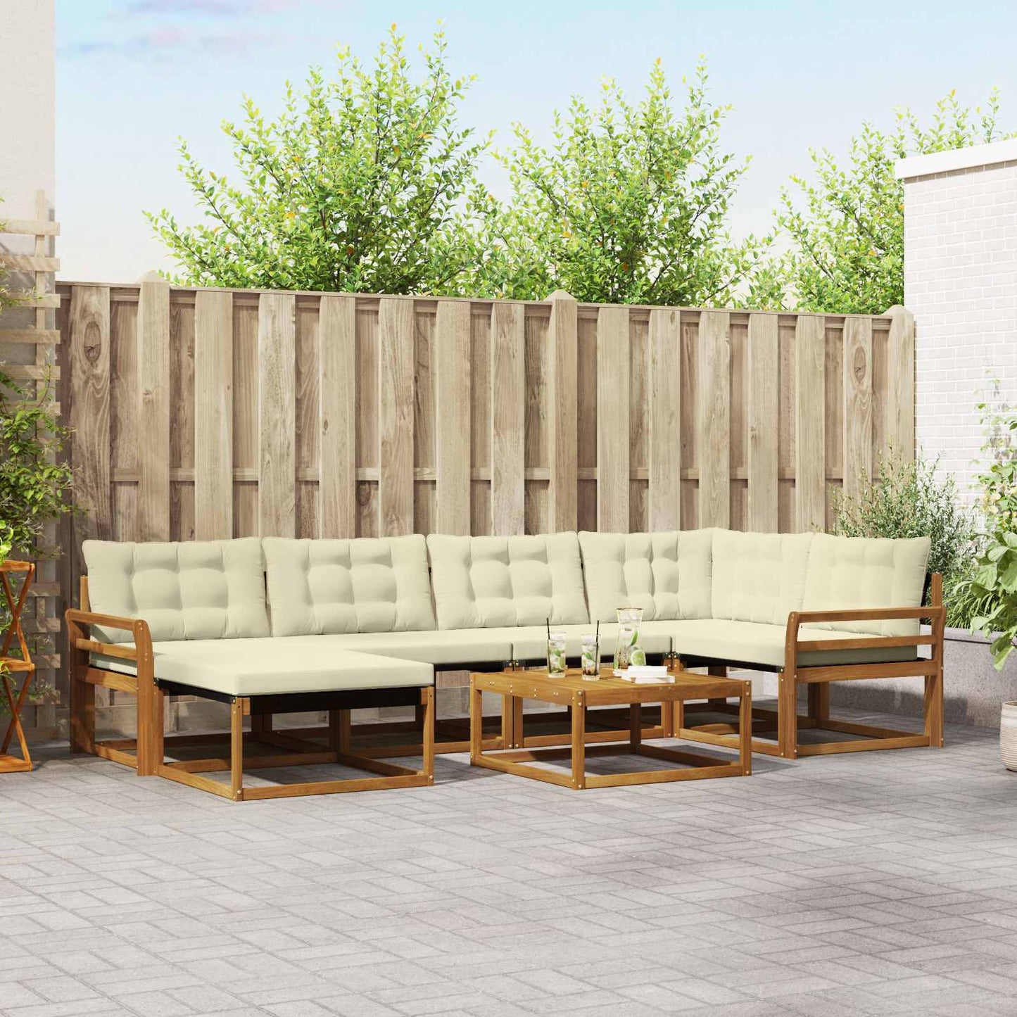 Buiten bankenset 19 pcs Natuurlijk en Crème Massief Acaciahout is nu te koop bij PeponiXL, paradijselijk wonen!