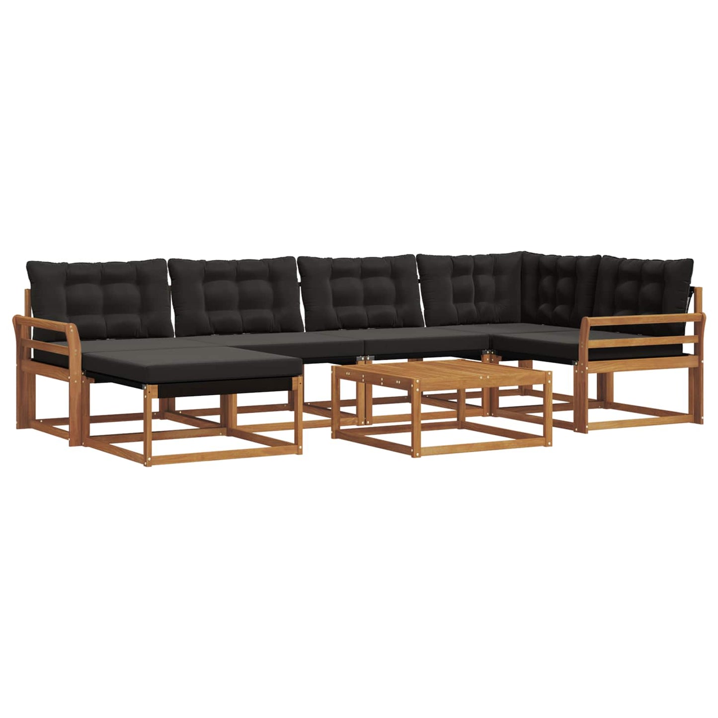 Buiten bankenset 19 pcs Natuurlijk en Zwart Massief Acaciahout is nu te koop bij PeponiXL, paradijselijk wonen!