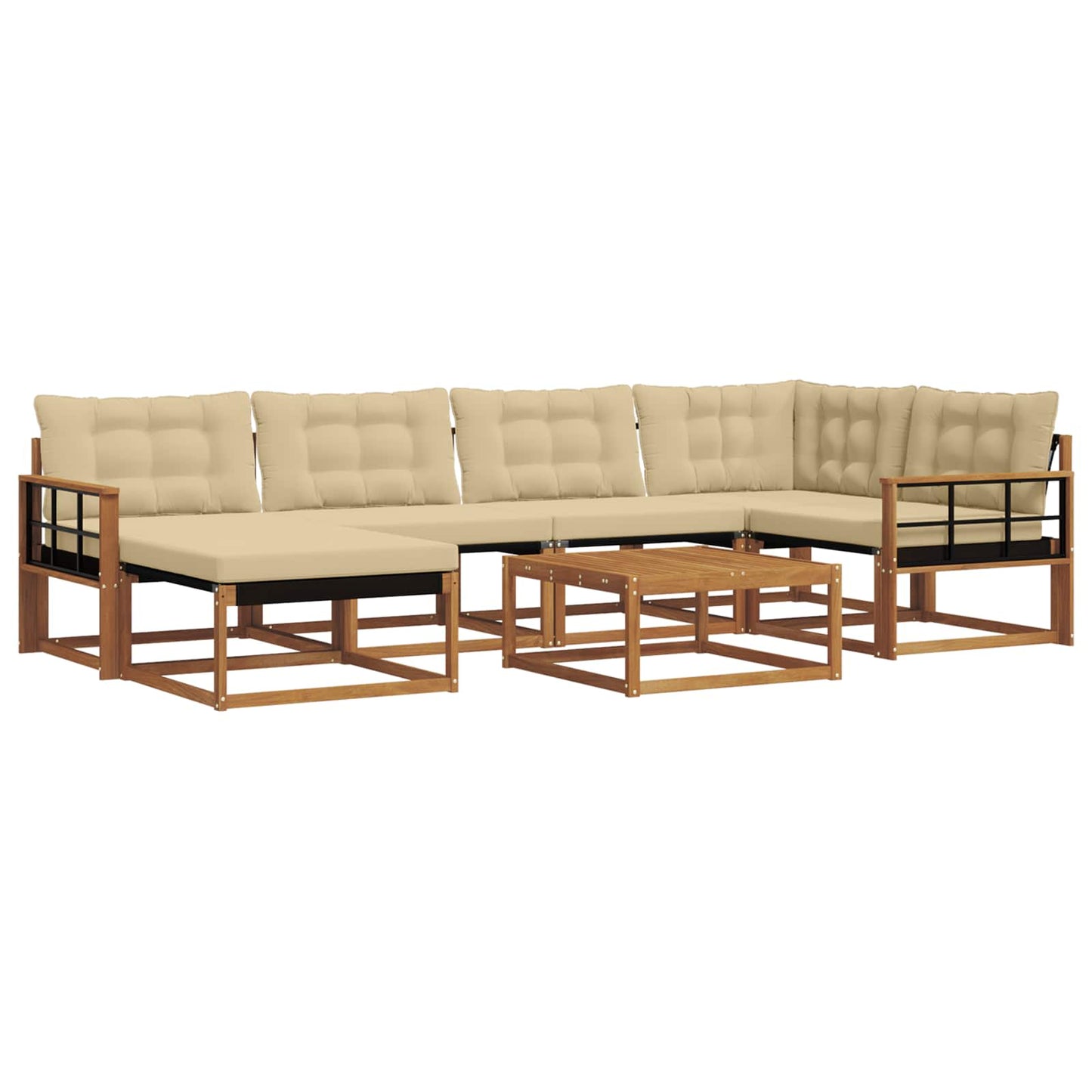 Buiten bankenset 19 pcs Natuurlijk en Beige Massief Acaciahout is nu te koop bij PeponiXL, paradijselijk wonen!