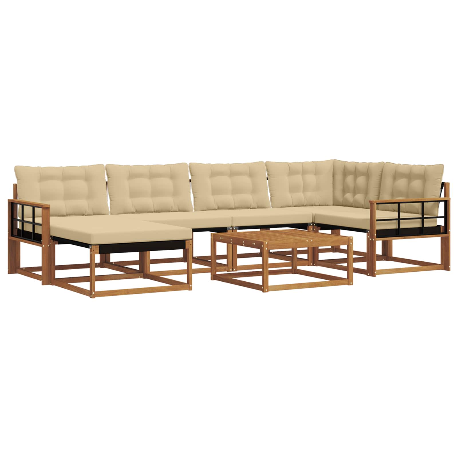 Buiten bankenset 19 pcs Natuurlijk en Beige Massief Acaciahout is nu te koop bij PeponiXL, paradijselijk wonen!