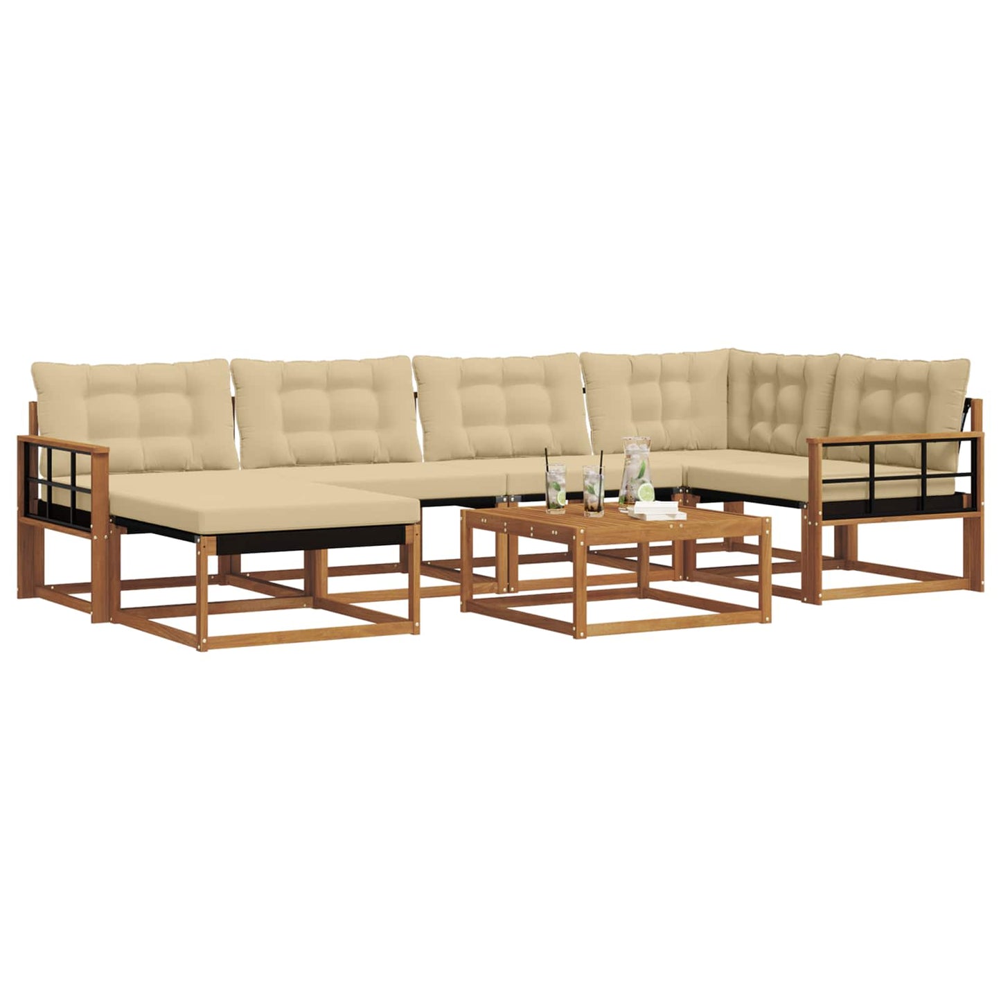 Buiten bankenset 19 pcs Natuurlijk en Beige Massief Acaciahout is nu te koop bij PeponiXL, paradijselijk wonen!