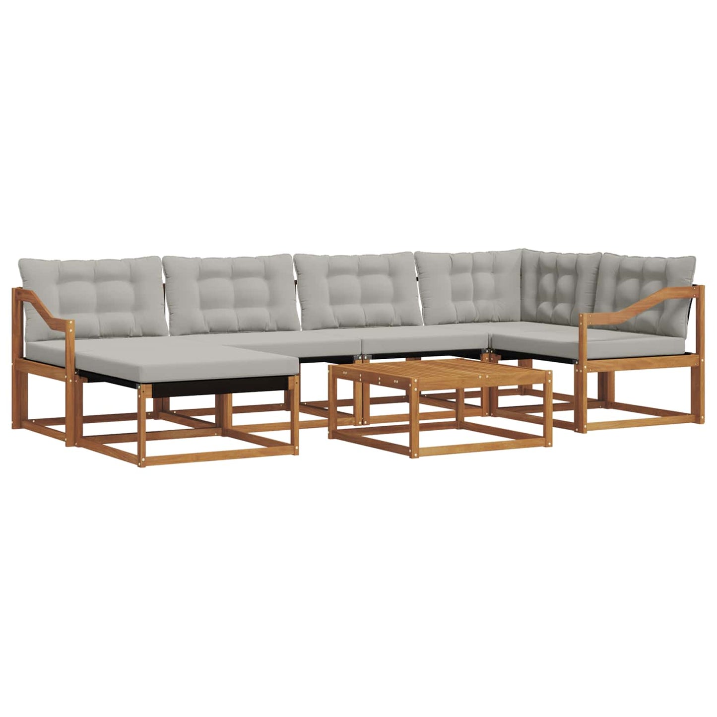 Buiten bankenset met kussen 7 pcs Natuurlijk en Lichtgrijs is nu te koop bij PeponiXL, paradijselijk wonen!