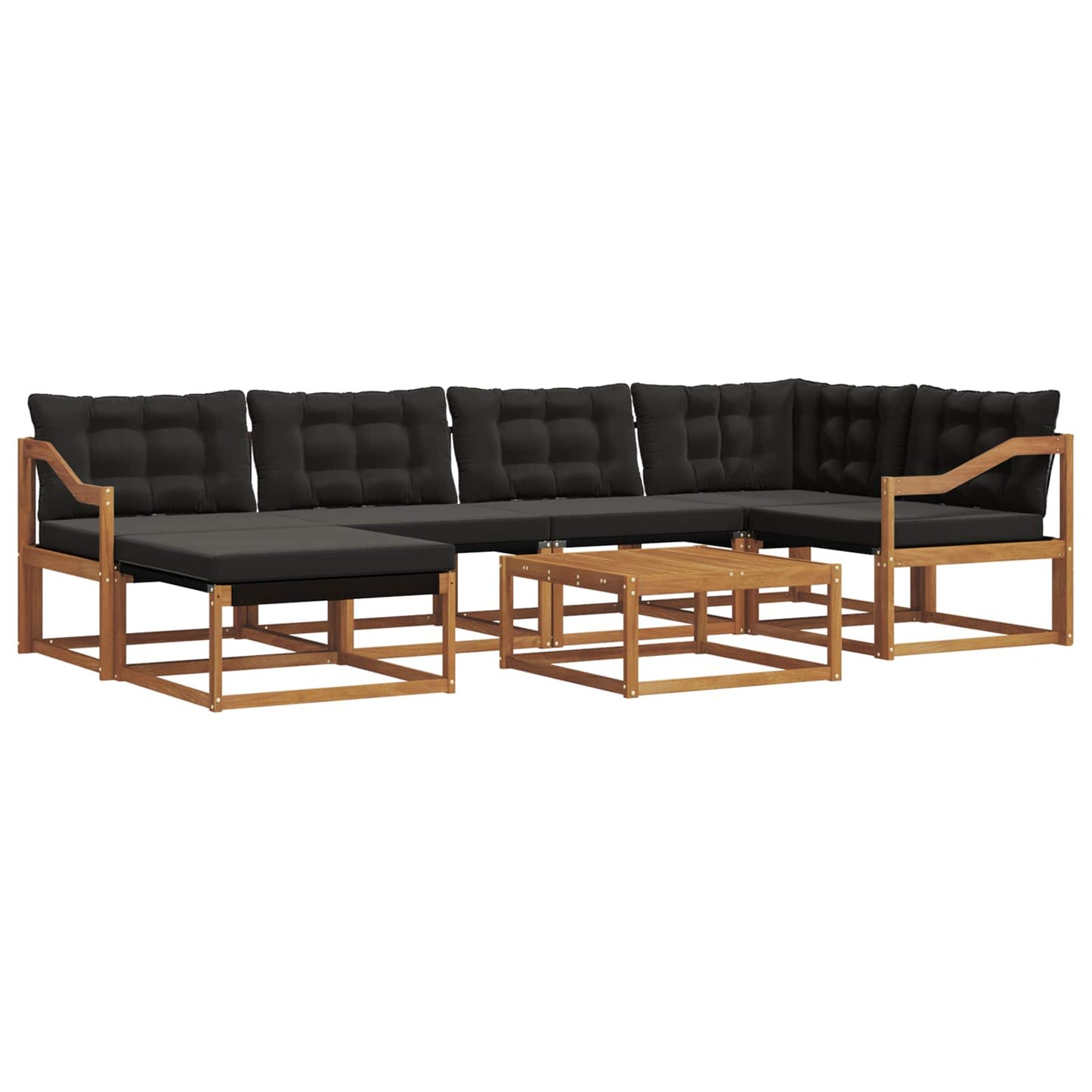 Buiten bankenset 19 pcs Natuurlijk en Zwart Massief Acaciahout is nu te koop bij PeponiXL, paradijselijk wonen!