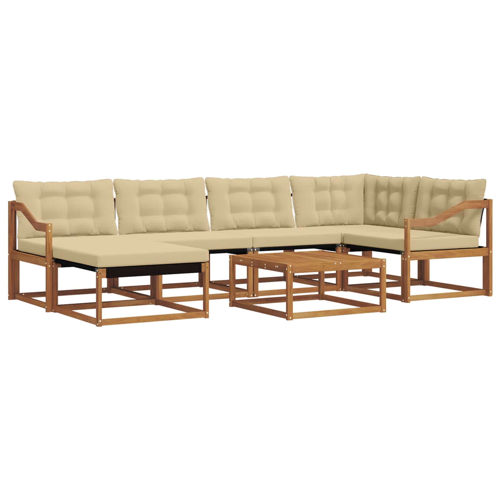 Buiten bankenset 19 pcs Natuurlijk en Beige Massief Acaciahout is nu te koop bij PeponiXL, paradijselijk wonen!