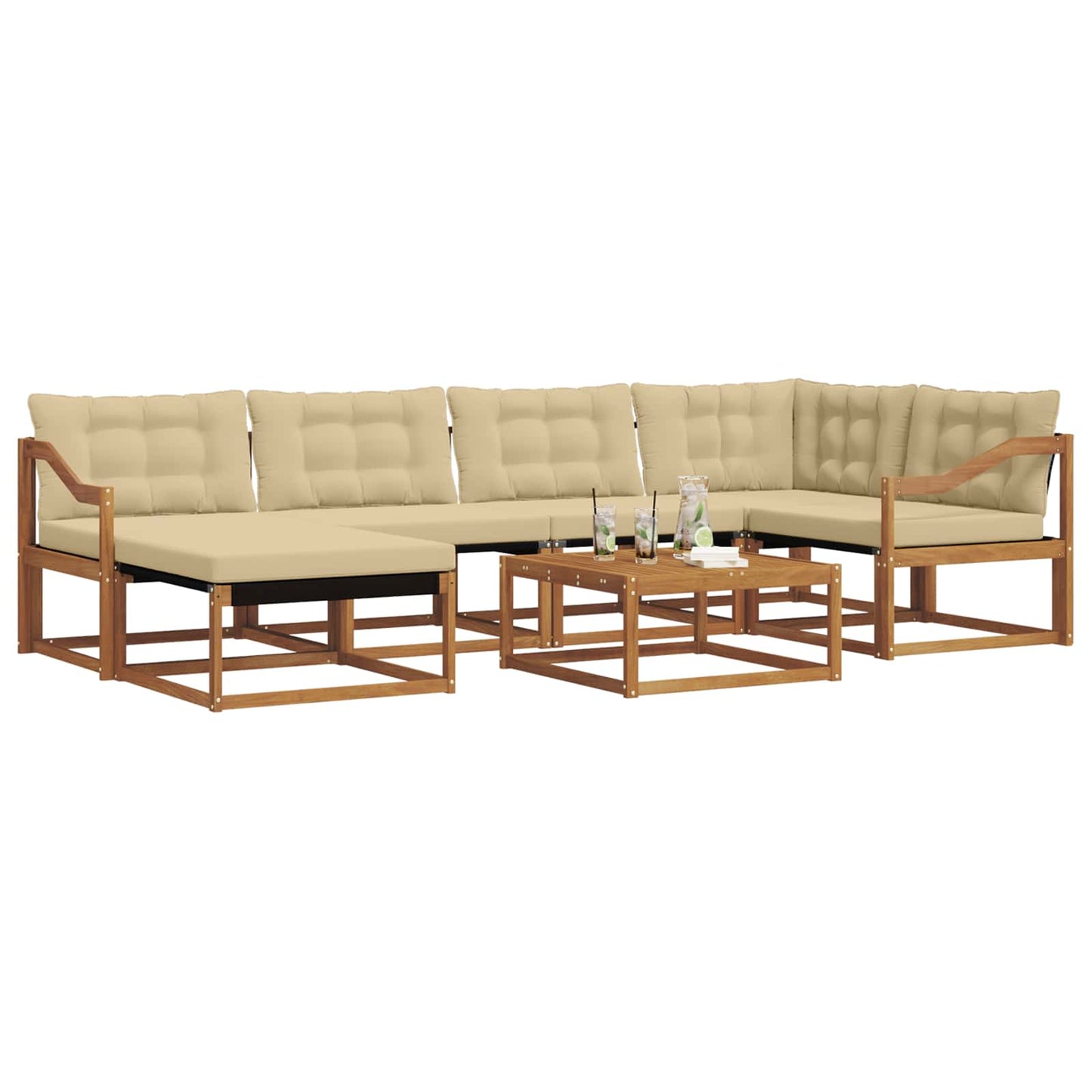 Buiten bankenset 19 pcs Natuurlijk en Beige Massief Acaciahout is nu te koop bij PeponiXL, paradijselijk wonen!