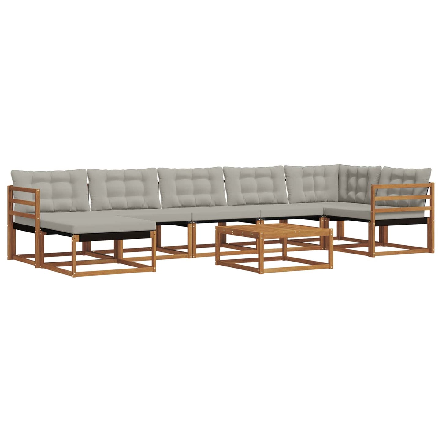 Buiten bankenset met kussen 8 pcs Natuurlijk en Lichtgrijs is nu te koop bij PeponiXL, paradijselijk wonen!