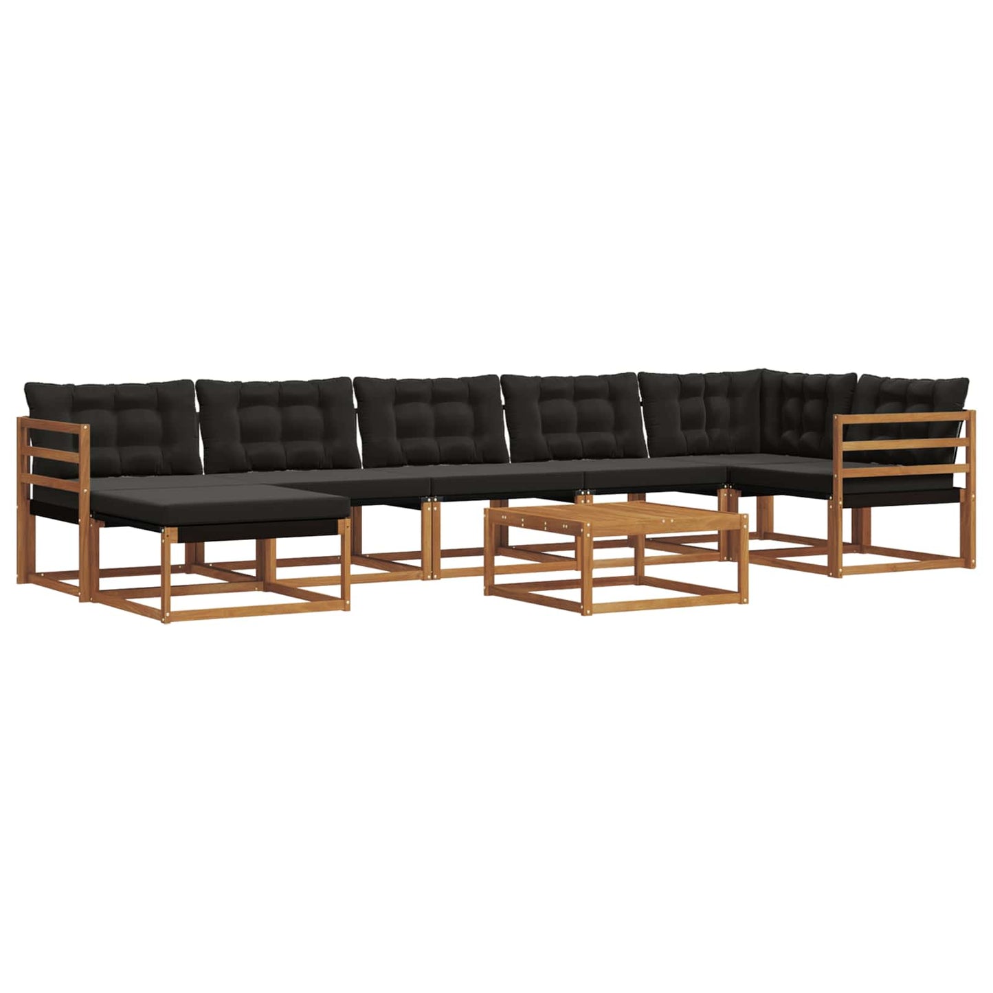 Buiten bankenset 22 pcs Natuurlijk en Zwart Massief Acaciahout is nu te koop bij PeponiXL, paradijselijk wonen!