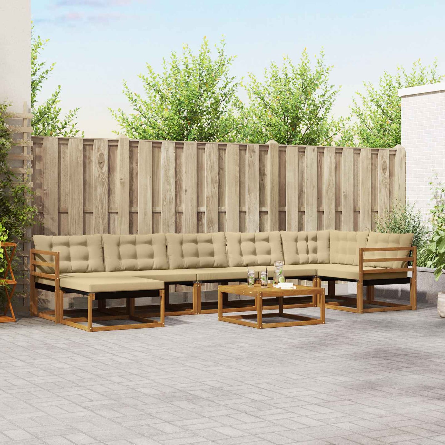 Buiten bankenset 22 pcs Natuurlijk en Beige Massief Acaciahout is nu te koop bij PeponiXL, paradijselijk wonen!