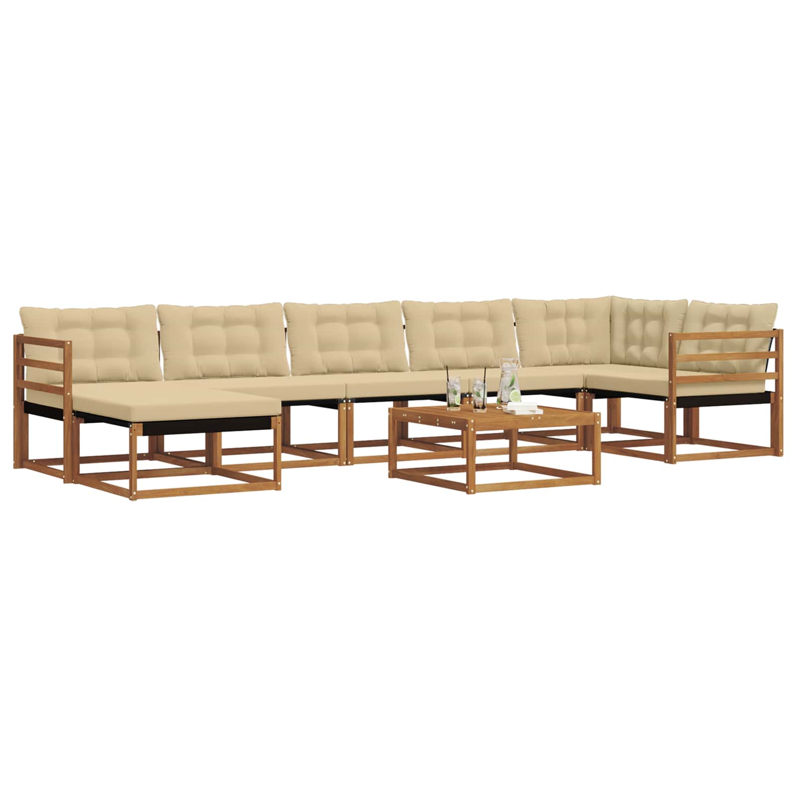 Buiten bankenset 22 pcs Natuurlijk en Beige Massief Acaciahout is nu te koop bij PeponiXL, paradijselijk wonen!