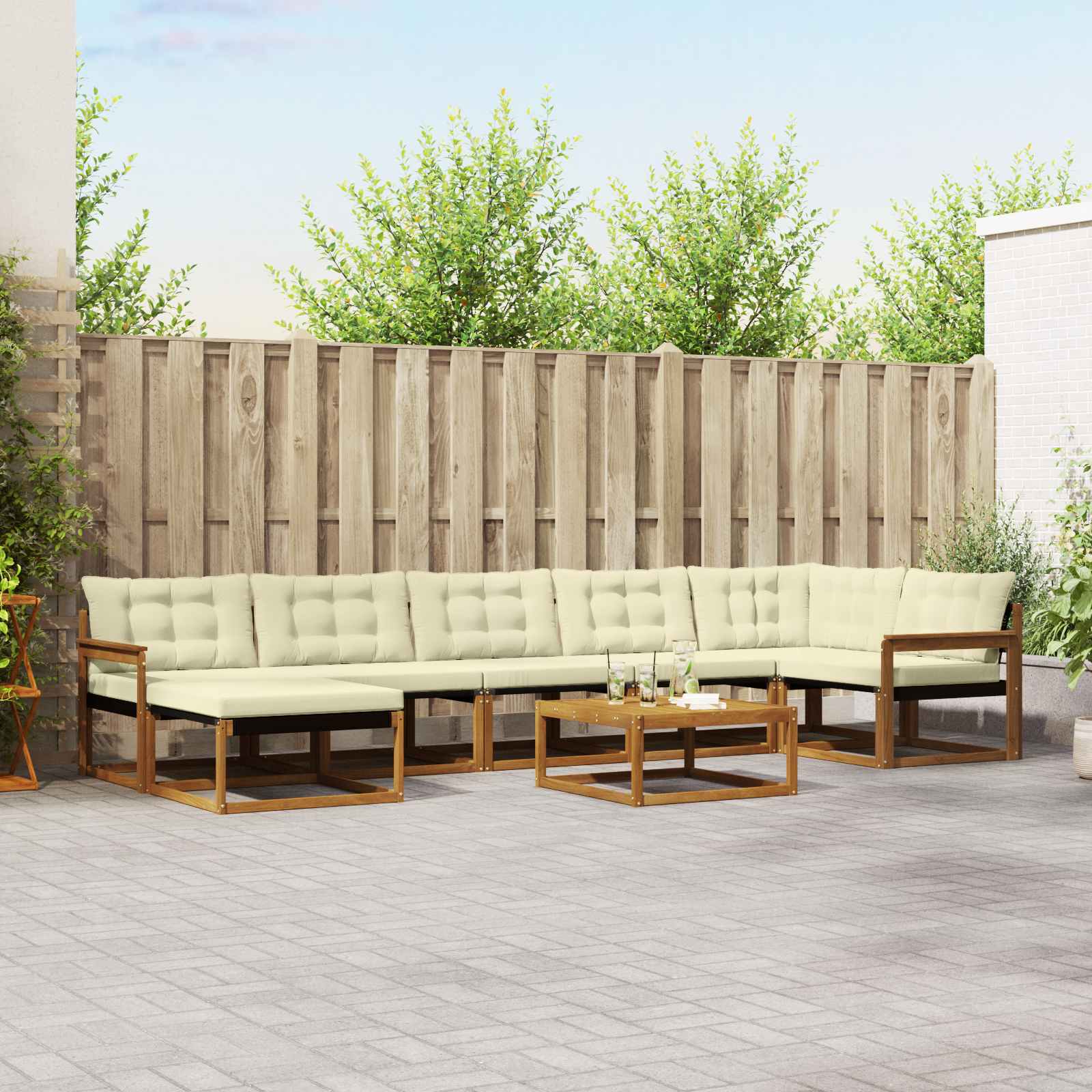 Buiten bankenset 22 pcs Natuurlijk en Crème Massief Acaciahout is nu te koop bij PeponiXL, paradijselijk wonen!