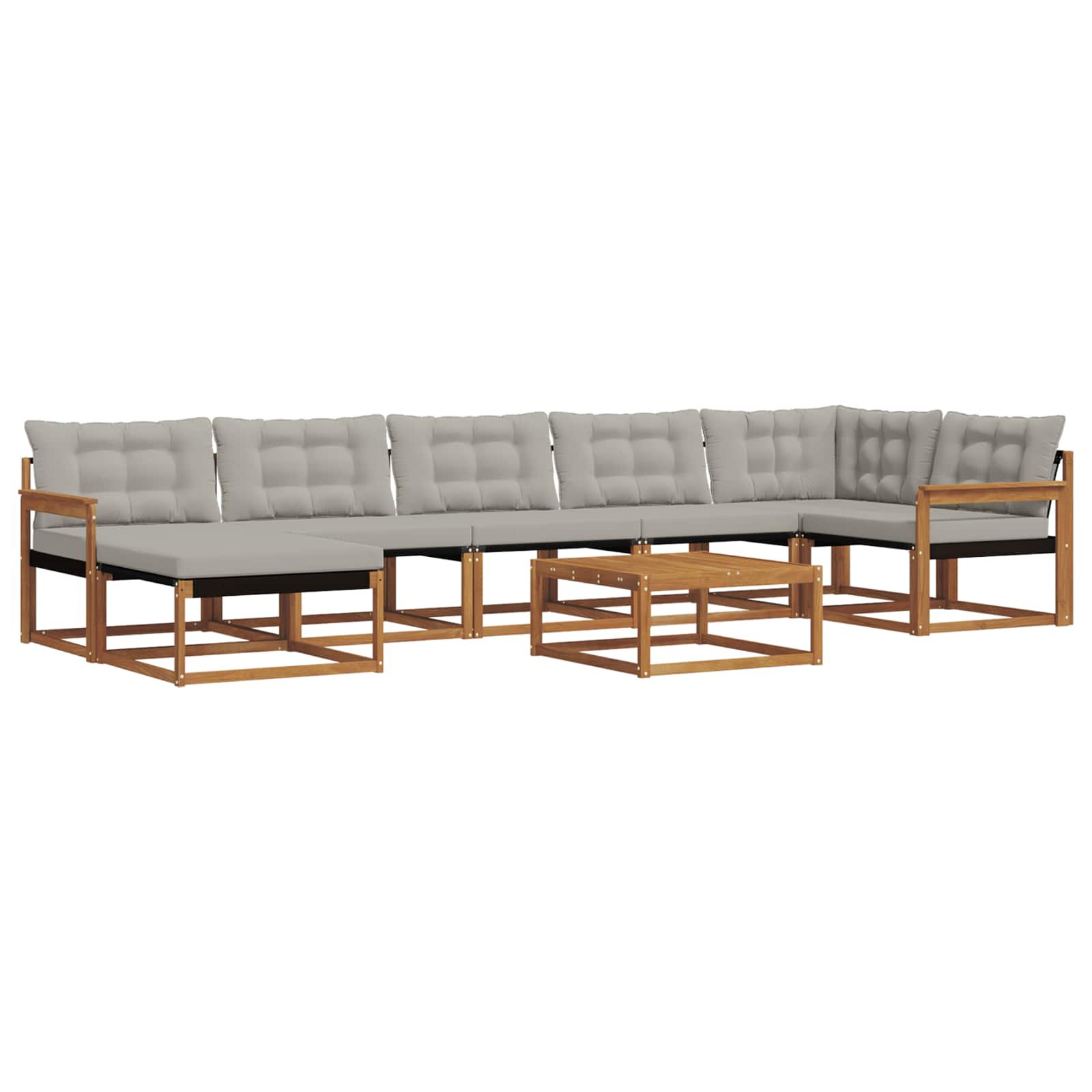 Buiten bankenset met kussen 8 pcs Natuurlijk en Lichtgrijs is nu te koop bij PeponiXL, paradijselijk wonen!