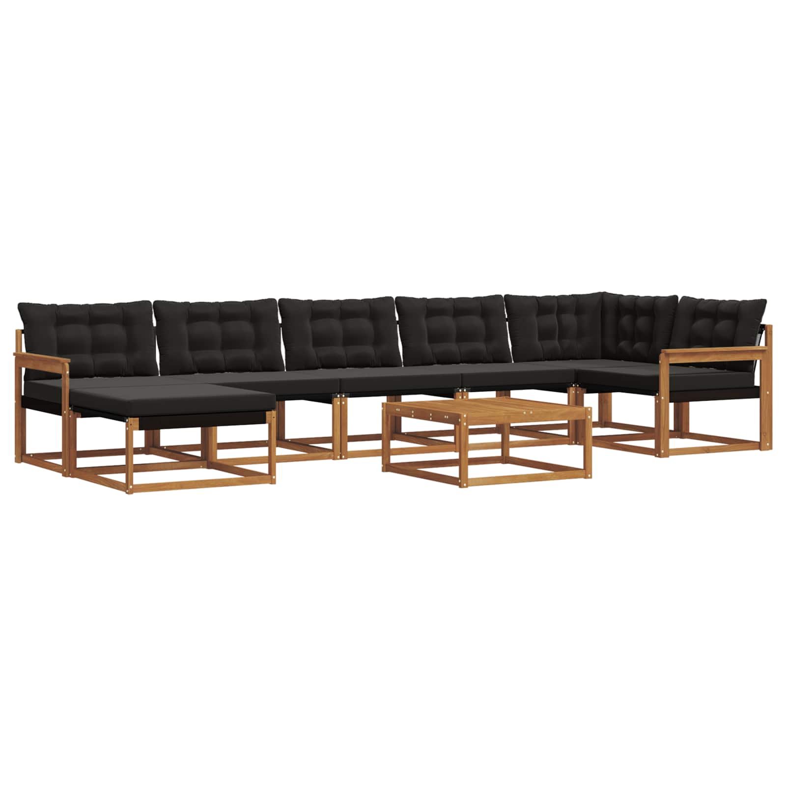 Buiten bankenset 22 pcs Natuurlijk en Zwart Massief Acaciahout is nu te koop bij PeponiXL, paradijselijk wonen!