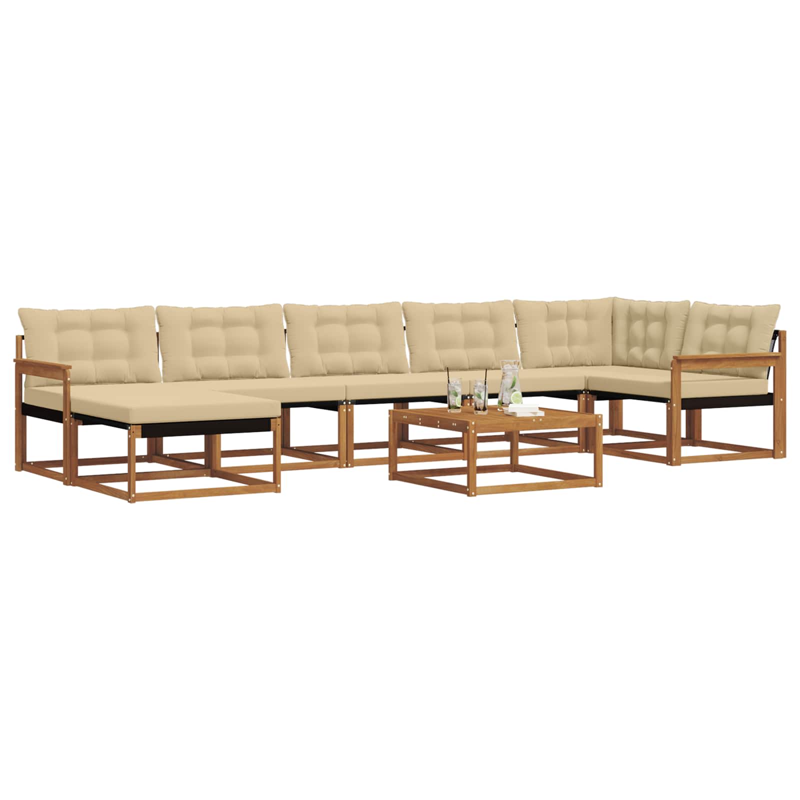Buiten bankenset 22 pcs Natuurlijk en Beige Massief Acaciahout is nu te koop bij PeponiXL, paradijselijk wonen!