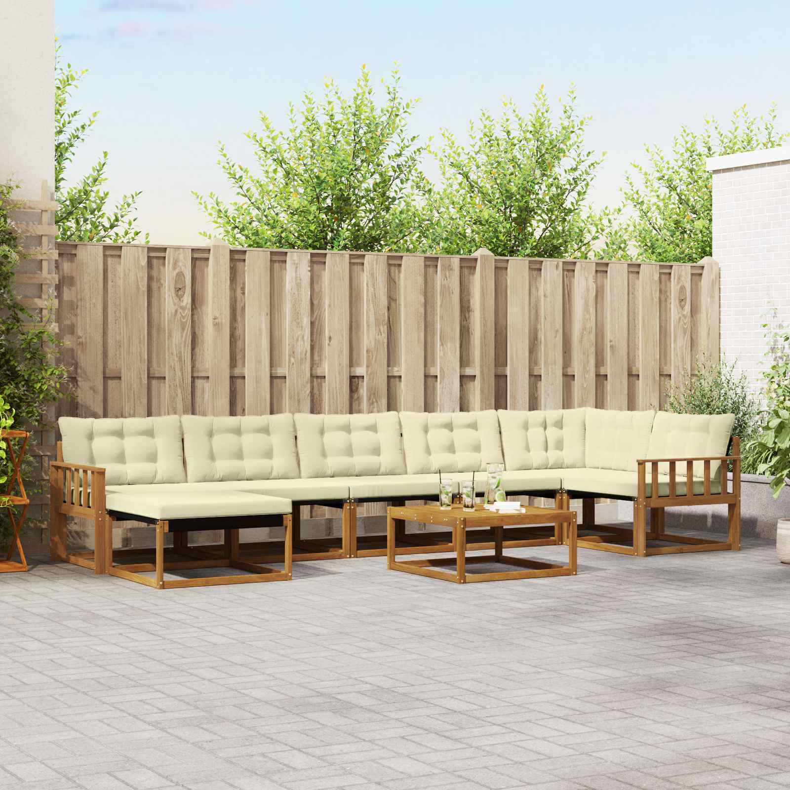 Buiten bankenset 22 pcs Natuurlijk en Crème Massief Acaciahout is nu te koop bij PeponiXL, paradijselijk wonen!