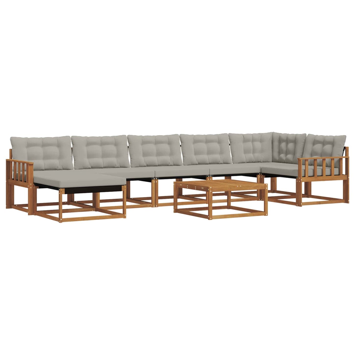 Buiten bankenset met kussen 8 pcs Natuurlijk en Lichtgrijs is nu te koop bij PeponiXL, paradijselijk wonen!