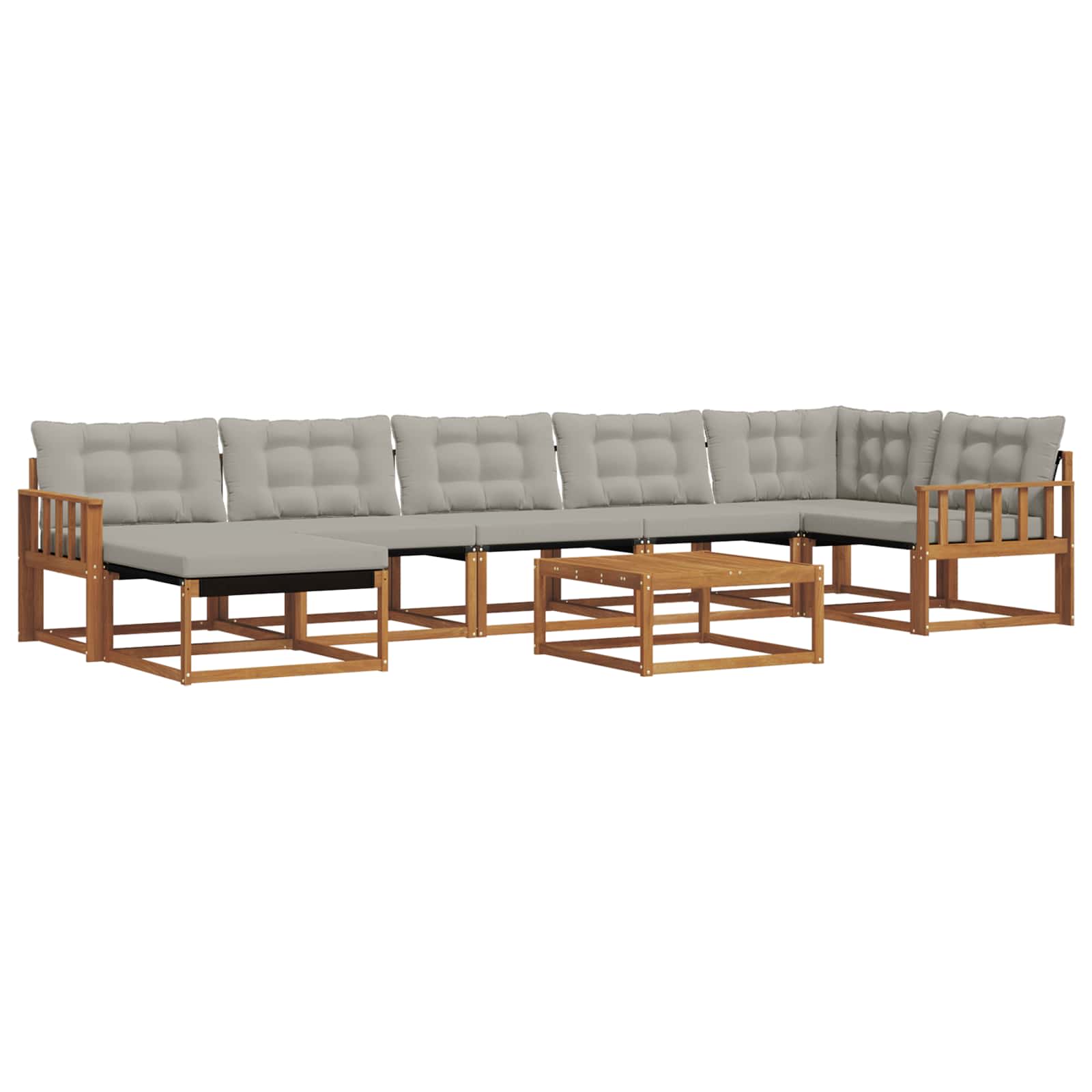 Buiten bankenset met kussen 8 pcs Natuurlijk en Lichtgrijs is nu te koop bij PeponiXL, paradijselijk wonen!