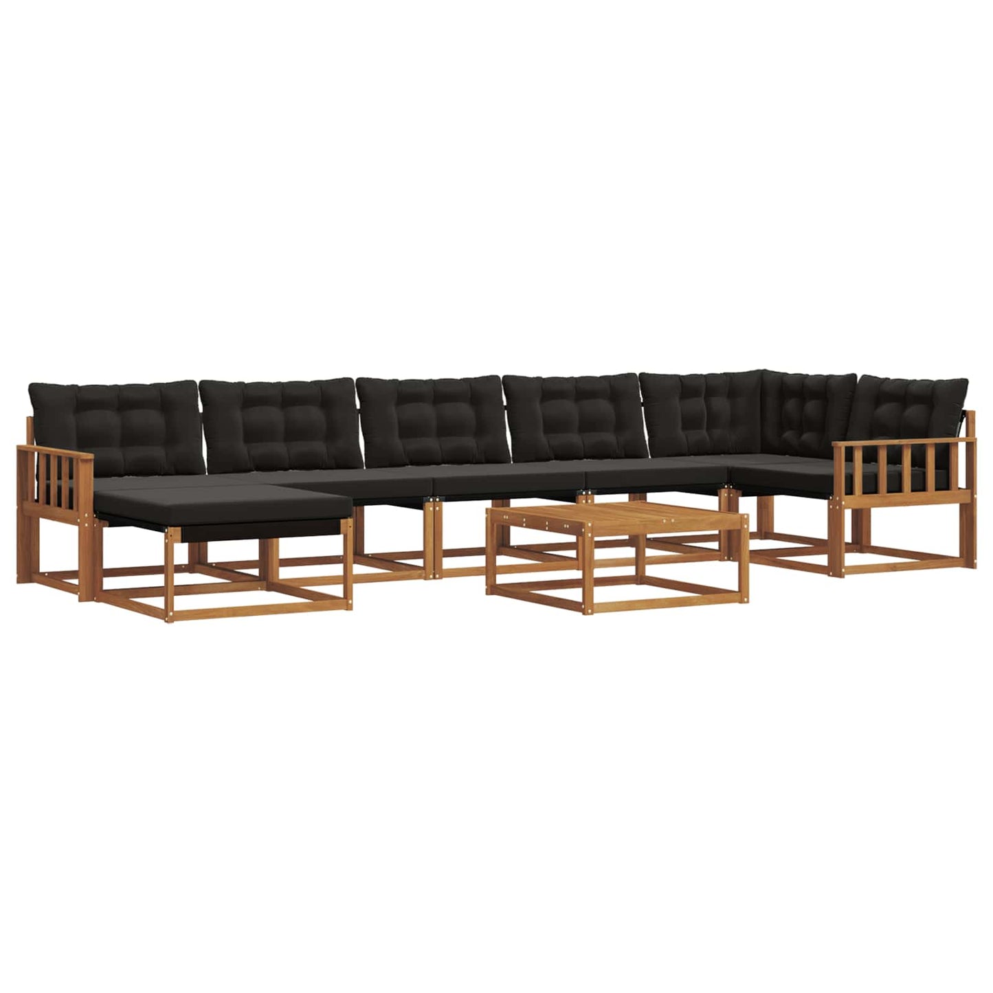 Buiten bankenset 22 pcs Natuurlijk en Zwart Massief Acaciahout is nu te koop bij PeponiXL, paradijselijk wonen!