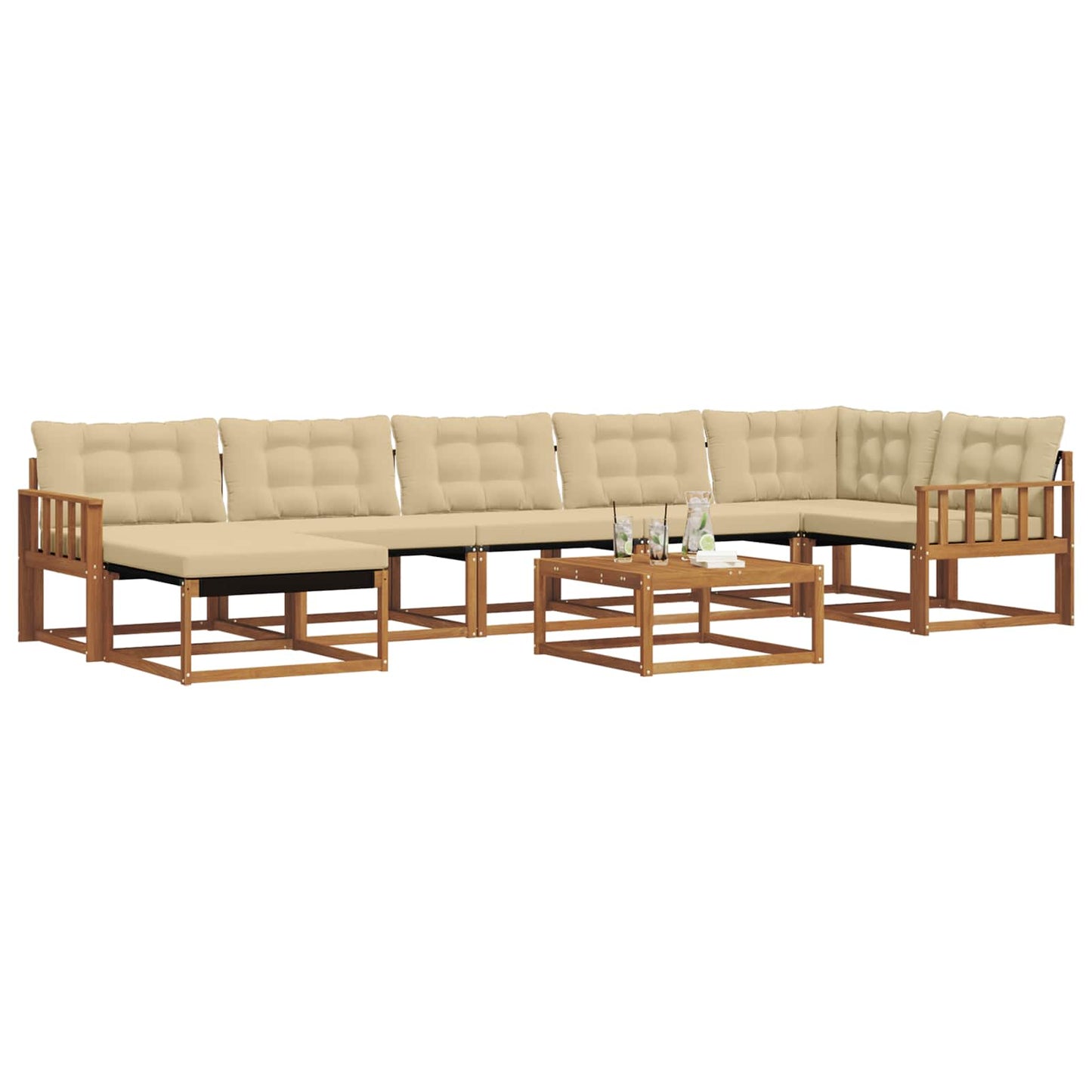 Buiten bankenset 22 pcs Natuurlijk en Beige Massief Acaciahout is nu te koop bij PeponiXL, paradijselijk wonen!