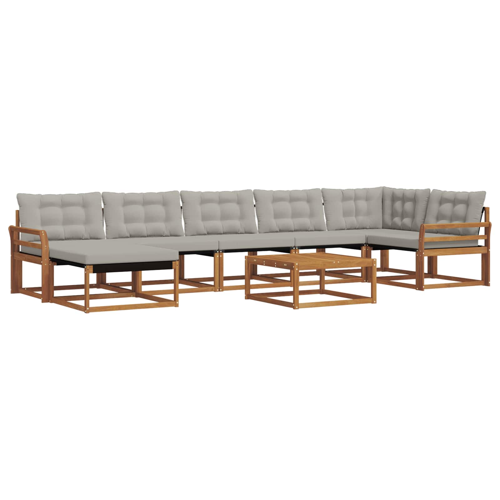 Buiten bankenset met kussen 8 pcs Natuurlijk en Lichtgrijs is nu te koop bij PeponiXL, paradijselijk wonen!