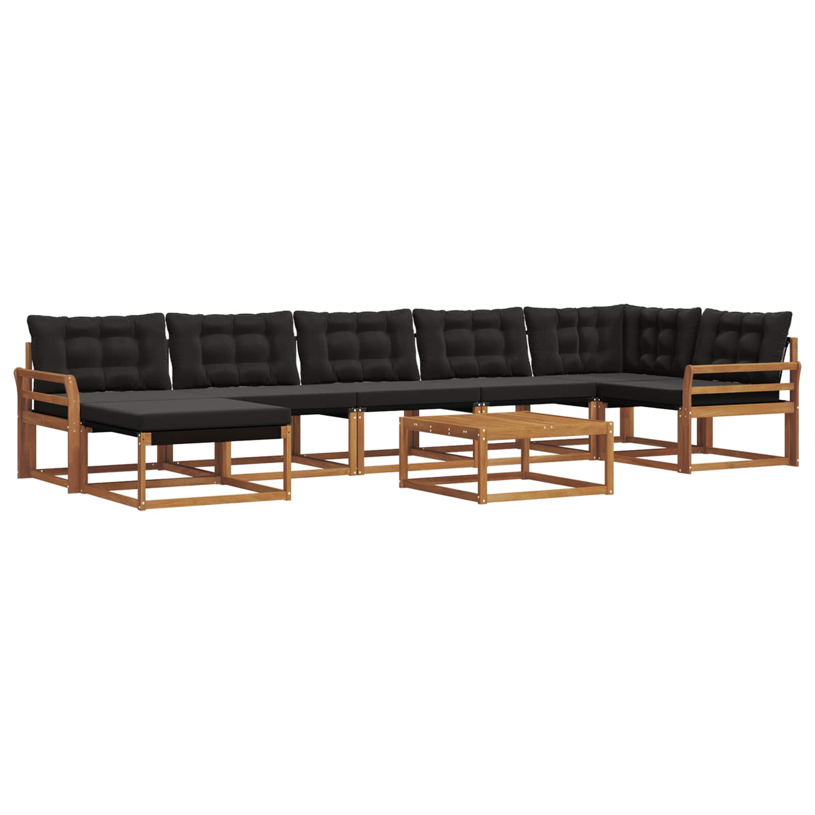 Buiten bankenset 22 pcs Natuurlijk en Zwart Massief Acaciahout is nu te koop bij PeponiXL, paradijselijk wonen!
