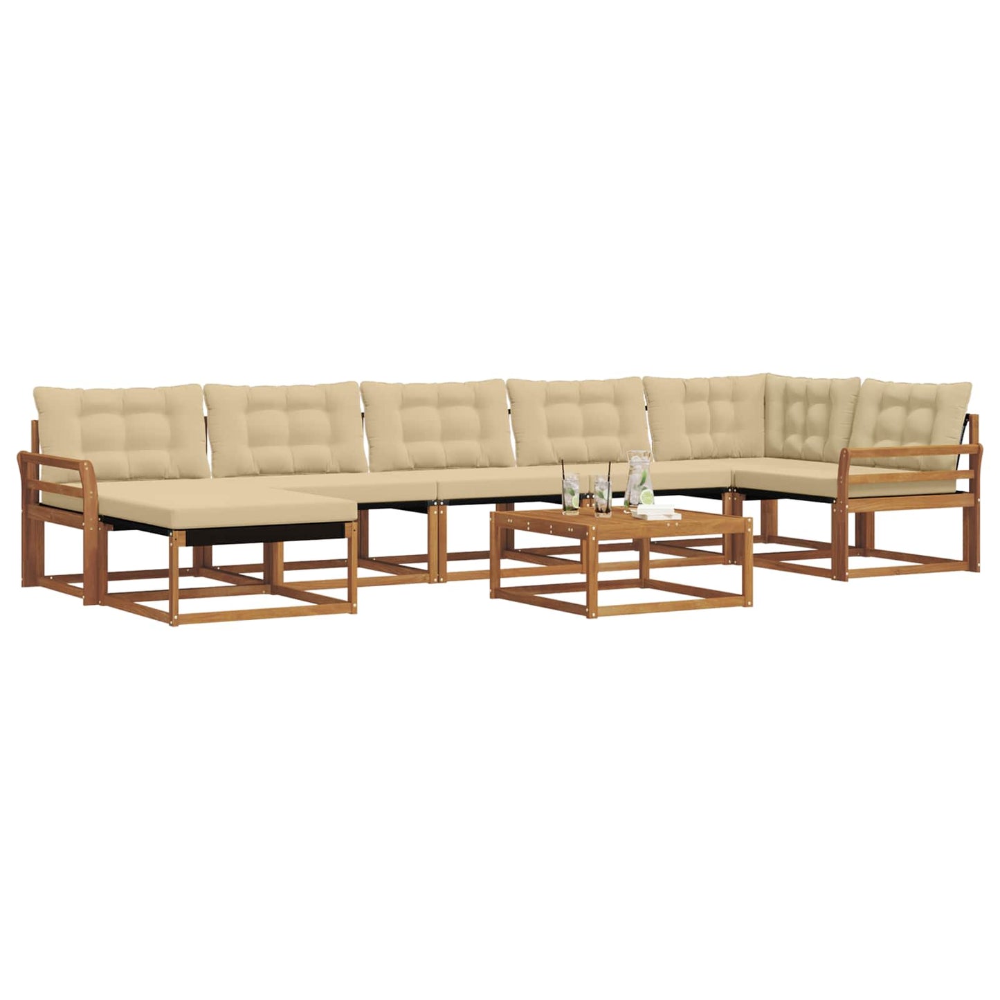 Buiten bankenset 22 pcs Natuurlijk en Beige Massief Acaciahout is nu te koop bij PeponiXL, paradijselijk wonen!