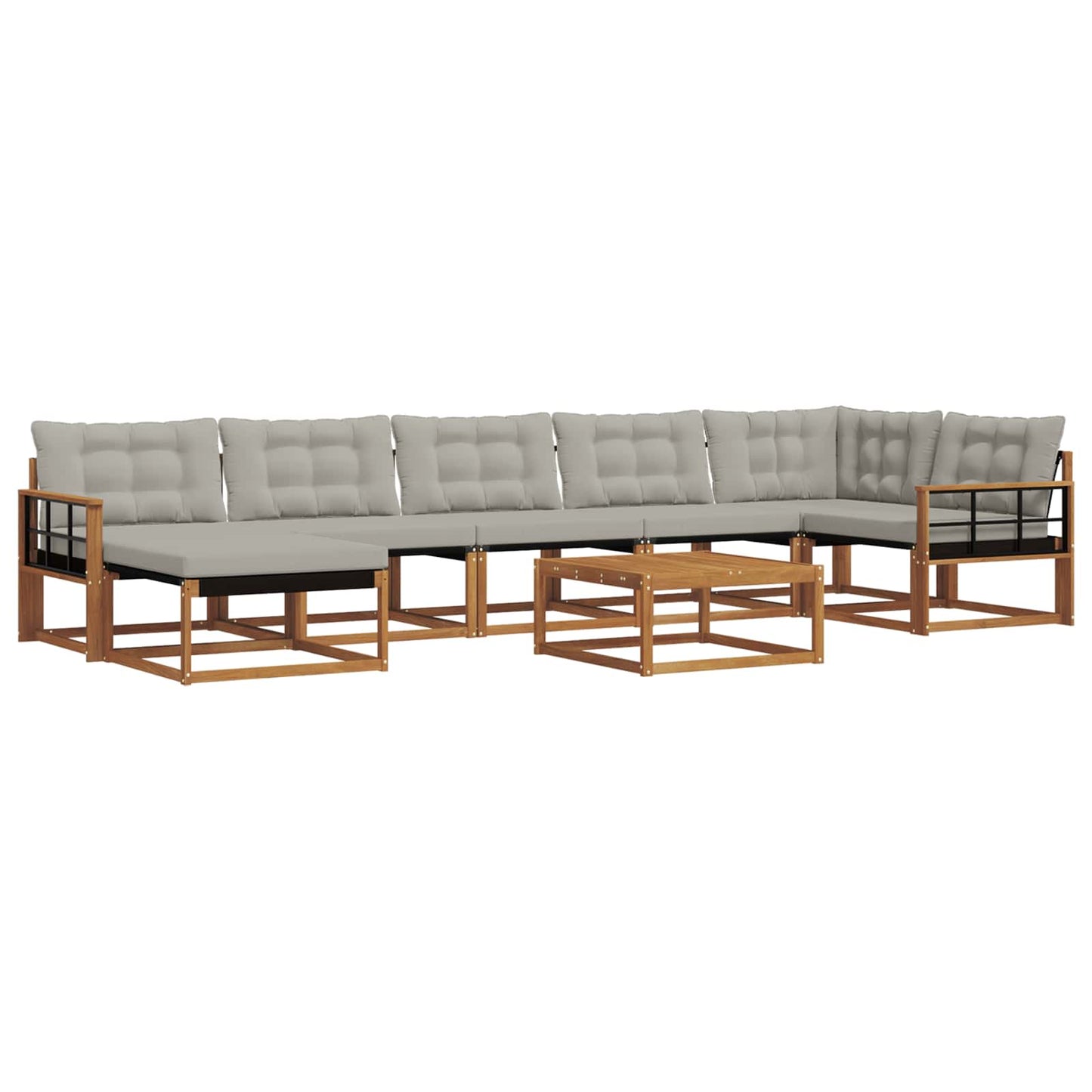 Buiten bankenset met kussen 8 pcs Natuurlijk en Lichtgrijs is nu te koop bij PeponiXL, paradijselijk wonen!