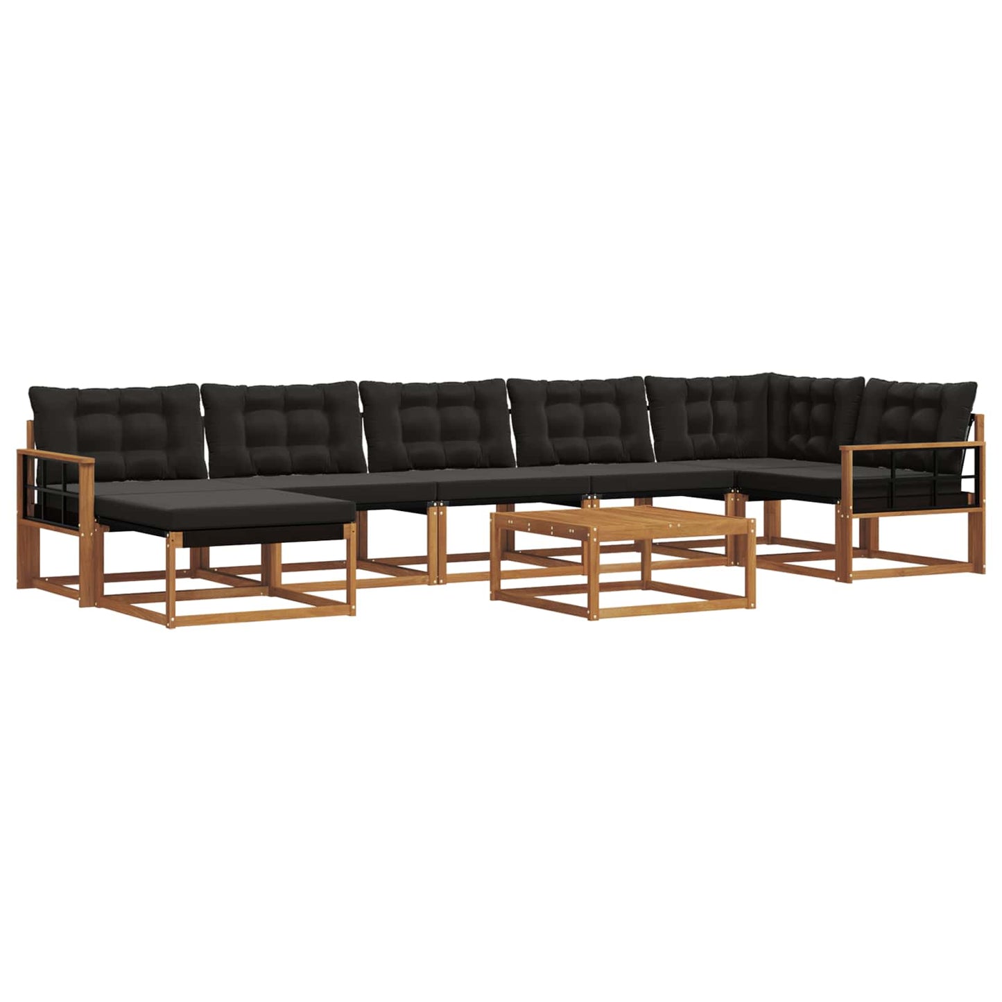 Buiten bankenset 22 pcs Natuurlijk en Zwart Massief Acaciahout is nu te koop bij PeponiXL, paradijselijk wonen!