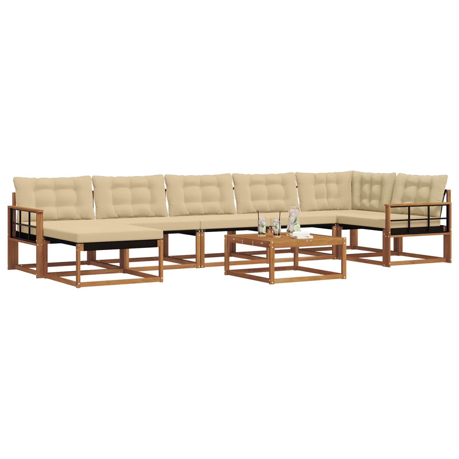 Buiten bankenset 22 pcs Natuurlijk en Beige Massief Acaciahout is nu te koop bij PeponiXL, paradijselijk wonen!