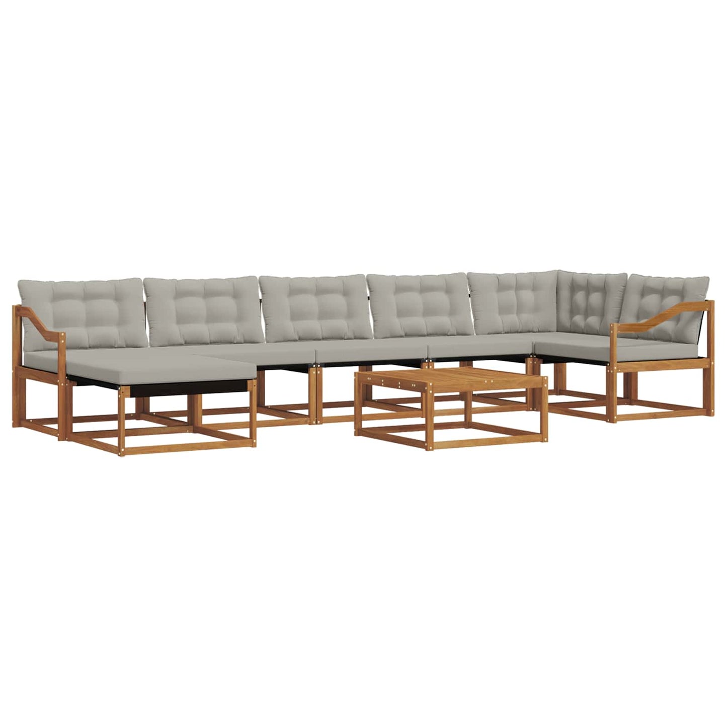 Buiten bankenset met kussen 8 pcs Natuurlijk en Lichtgrijs is nu te koop bij PeponiXL, paradijselijk wonen!