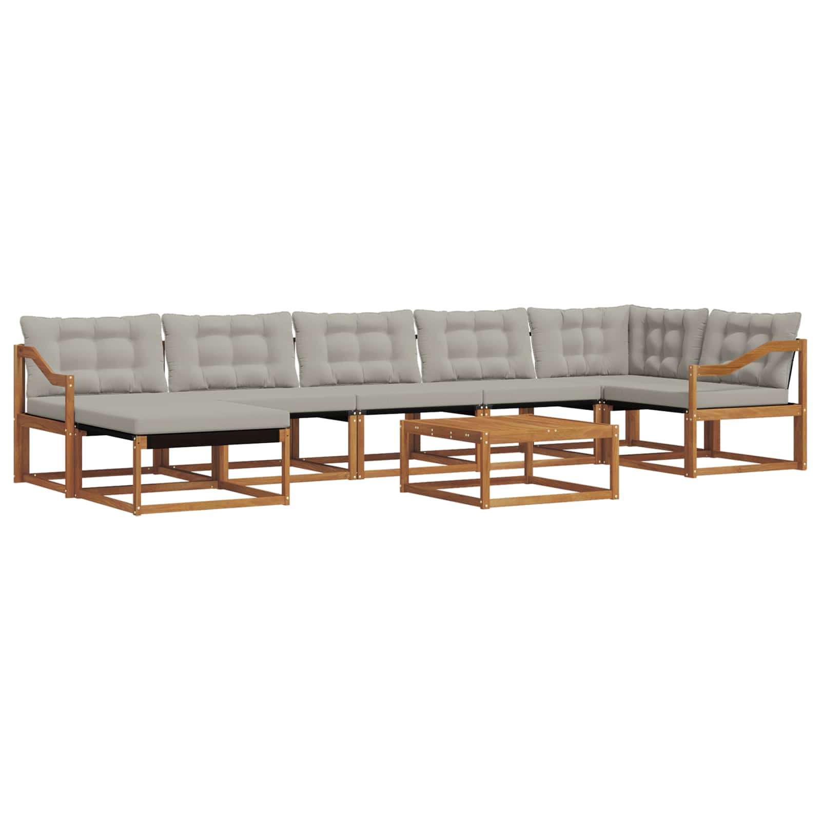 Buiten bankenset met kussen 8 pcs Natuurlijk en Lichtgrijs is nu te koop bij PeponiXL, paradijselijk wonen!