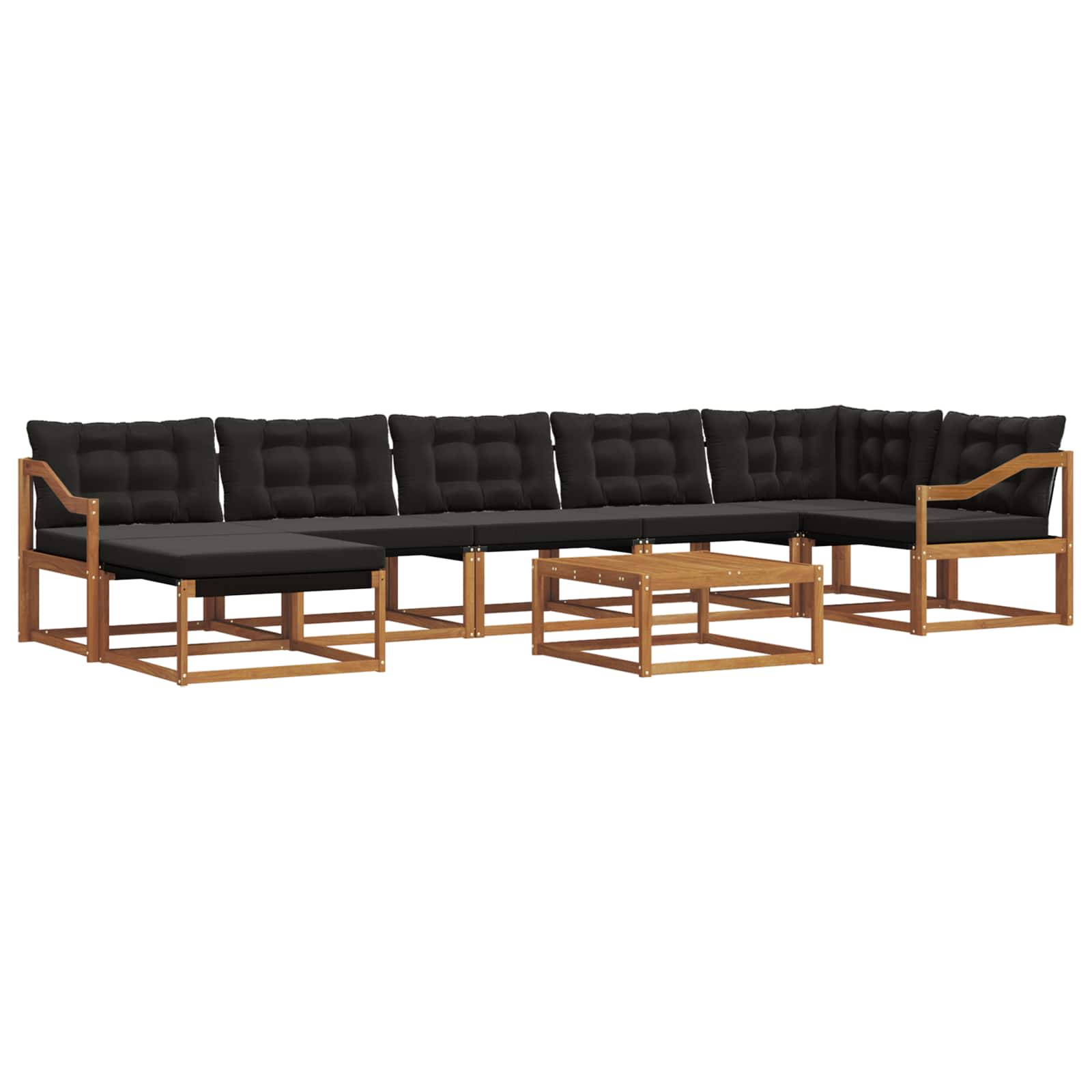 Buiten bankenset 22 pcs Natuurlijk en Zwart Massief Acaciahout is nu te koop bij PeponiXL, paradijselijk wonen!