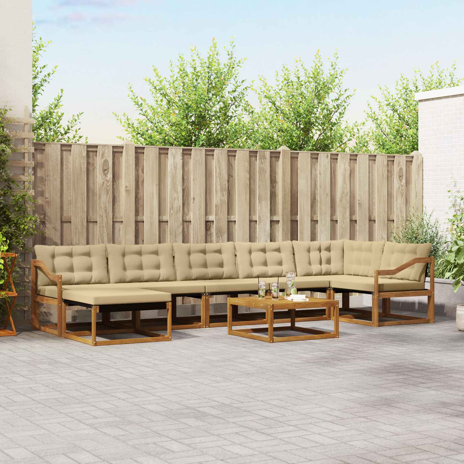 Buiten bankenset 22 pcs Natuurlijk en Beige Massief Acaciahout is nu te koop bij PeponiXL, paradijselijk wonen!