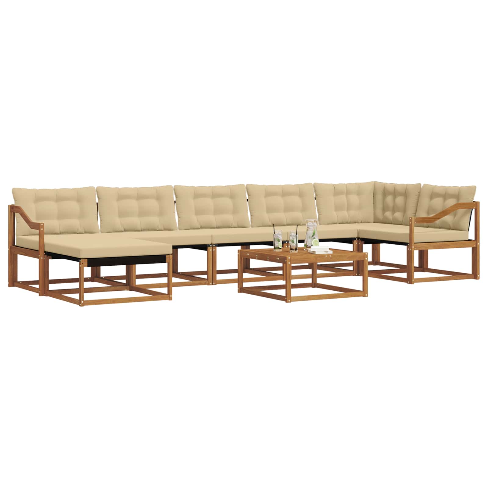 Buiten bankenset 22 pcs Natuurlijk en Beige Massief Acaciahout is nu te koop bij PeponiXL, paradijselijk wonen!