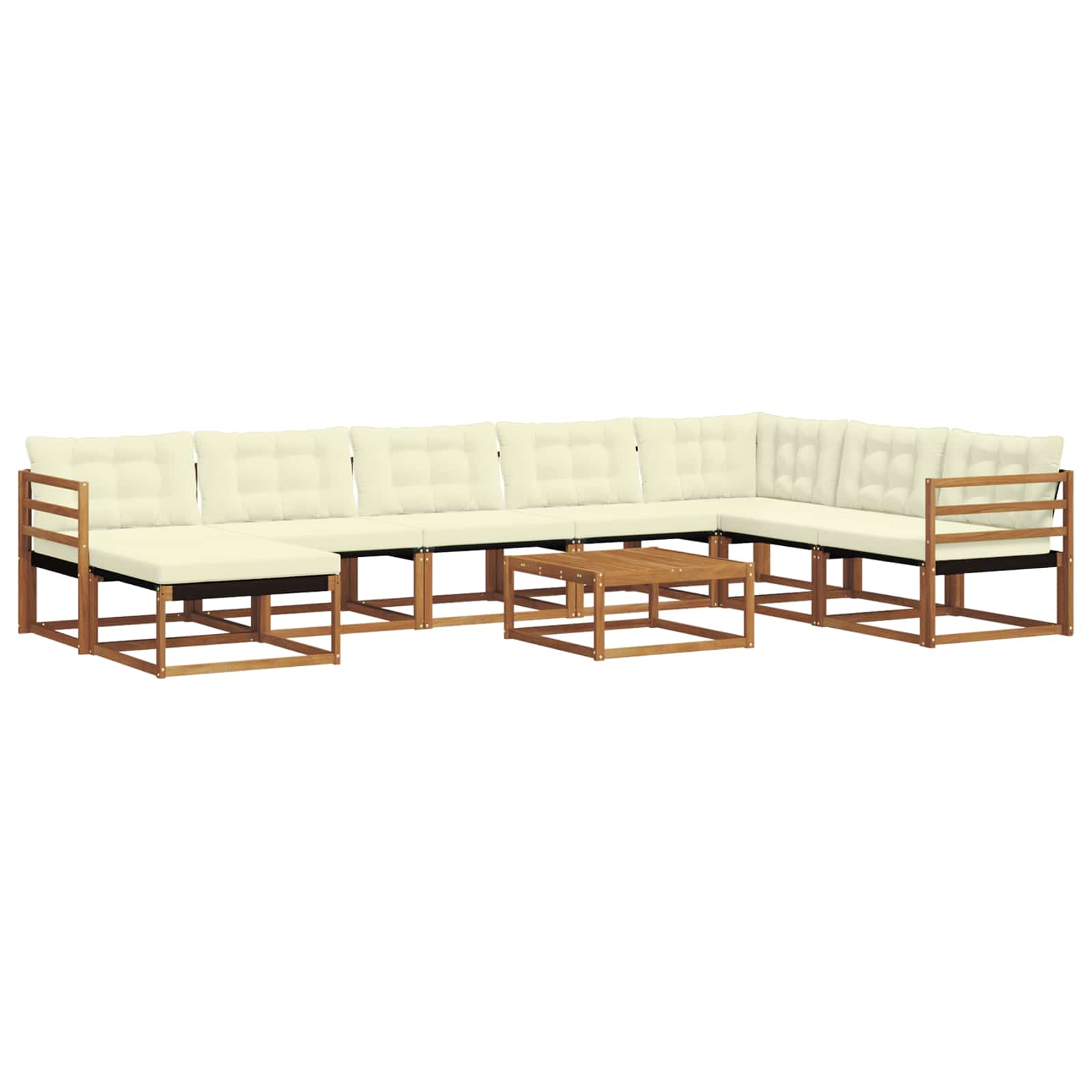 Buiten bankenset 9 pcs Natuurlijk en Crème Massief Acaciahout is nu te koop bij PeponiXL, paradijselijk wonen!