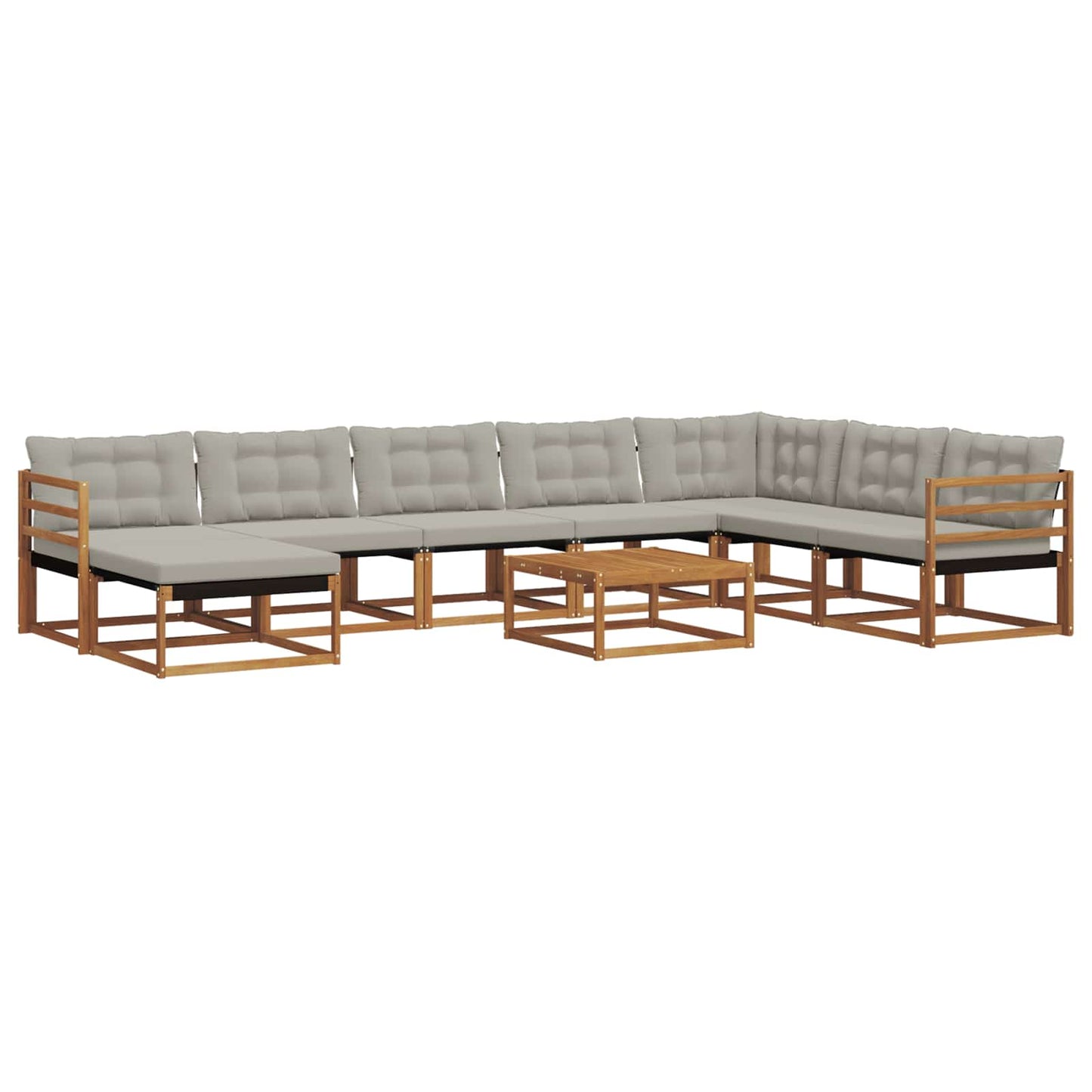 Buiten bankenset met kussen 9 pcs Natuurlijk en Lichtgrijs is nu te koop bij PeponiXL, paradijselijk wonen!