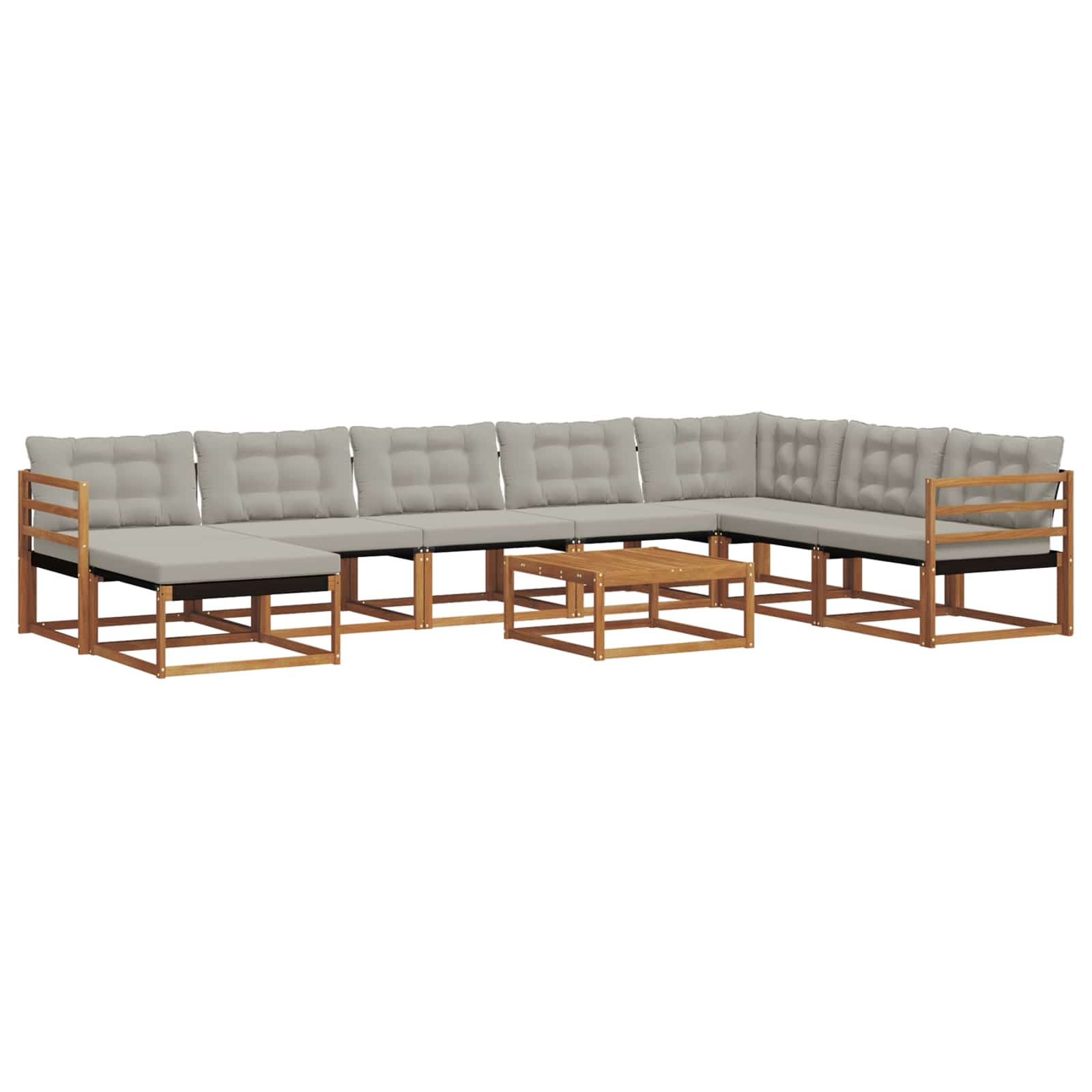 Buiten bankenset met kussen 9 pcs Natuurlijk en Lichtgrijs is nu te koop bij PeponiXL, paradijselijk wonen!