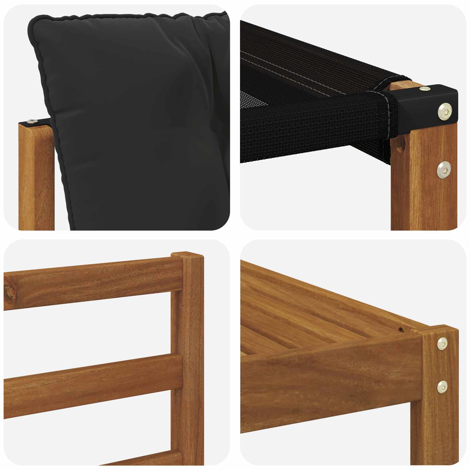 Buiten bankenset 9 pcs Natuurlijk en Zwart Massief Acaciahout is nu te koop bij PeponiXL, paradijselijk wonen!