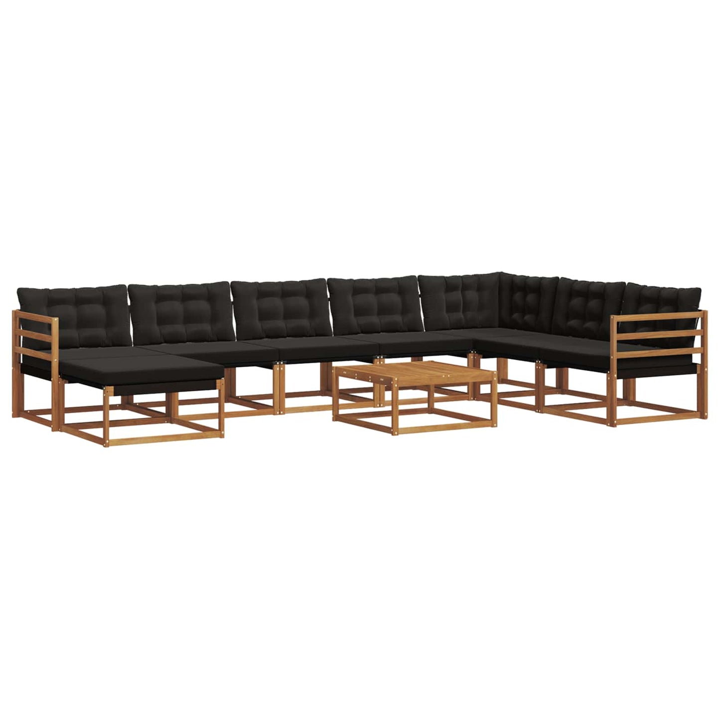 Buiten bankenset 9 pcs Natuurlijk en Zwart Massief Acaciahout is nu te koop bij PeponiXL, paradijselijk wonen!